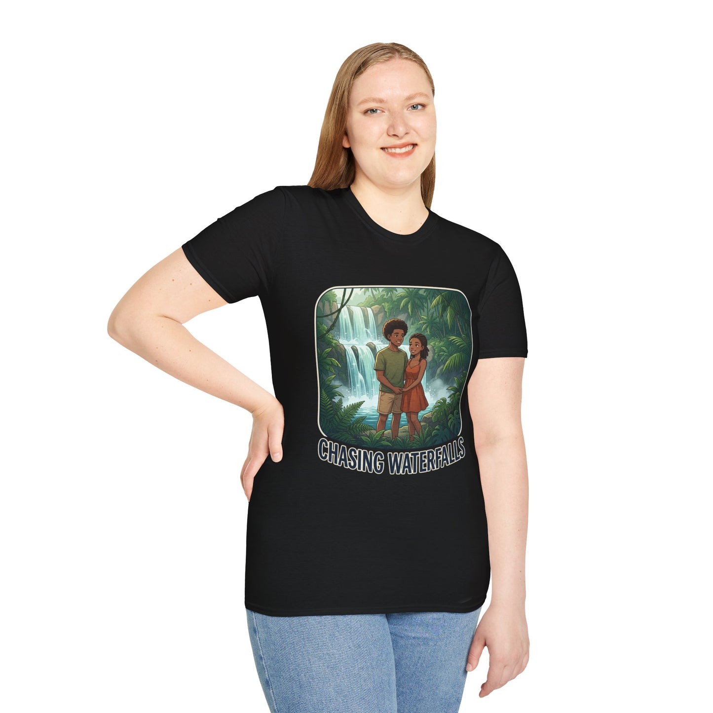 Chasing Waterfalls T-Shirt — Couple Adventure Graphic Tee