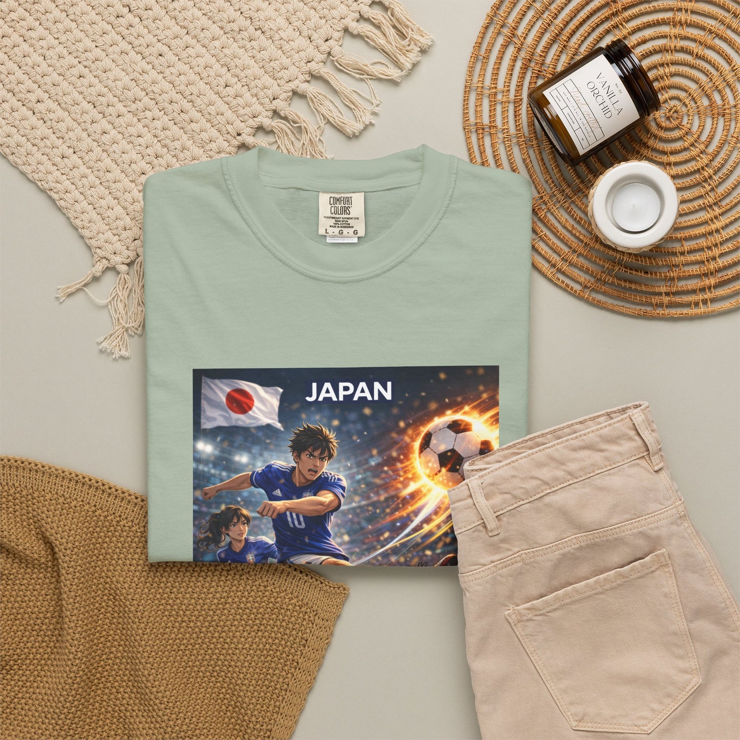 Japan Soccer Team Graphic T‑Shirt — Dynamic Football Players Design