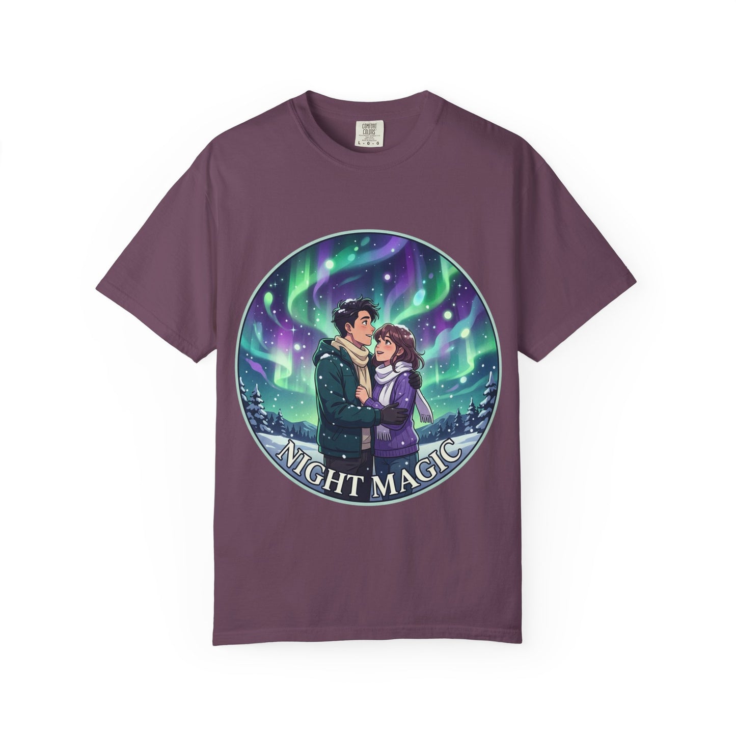 Night Magic T-Shirt — Northern Lights Couple Illustration