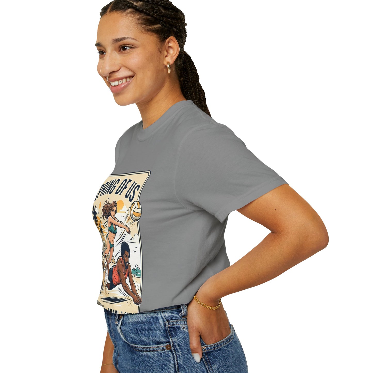 Spring of Us Beach Volleyball T-Shirt — Miami, Florida Retro Sun & Palm Tee