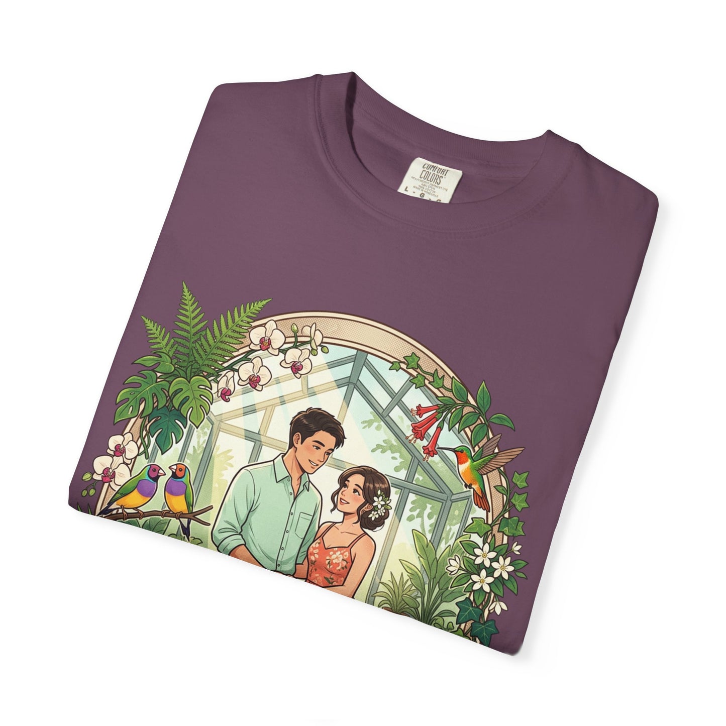 Romantic Greenhouse Couples T-Shirt — “Love Grows Where We Nurture It”