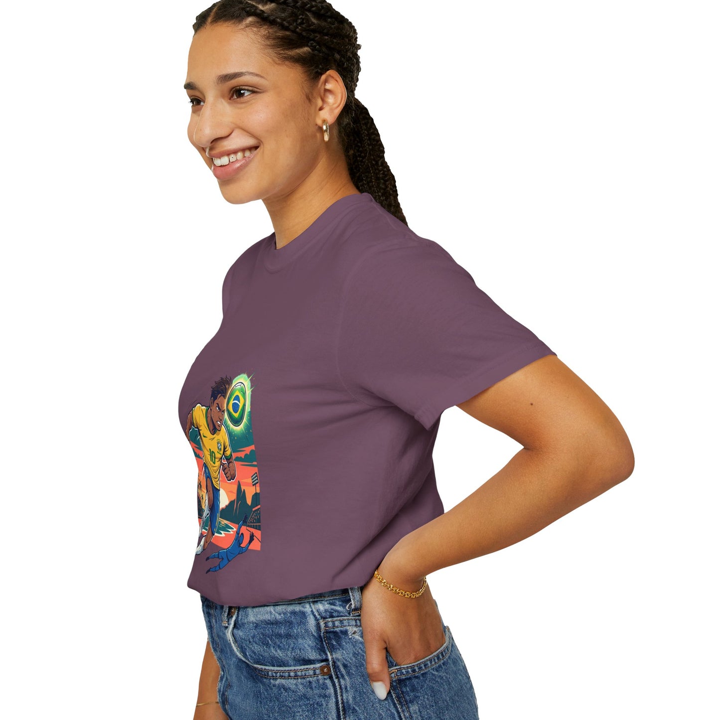 Brazil Soccer Player Graphic T-Shirt — Retro Sunset Football Tee