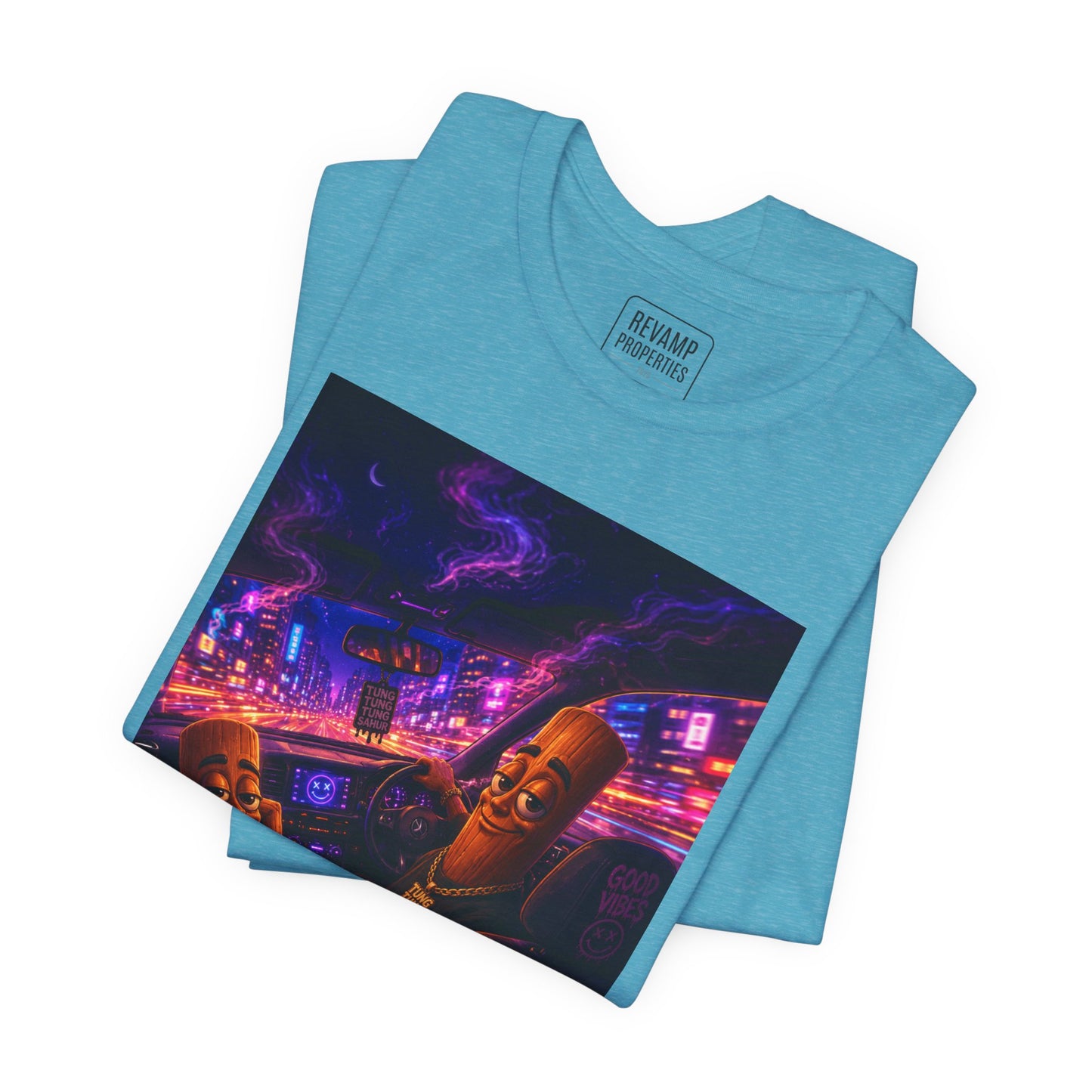 Tung Tung Tung Sahur Who Ride Like Us T-Shirt — Night Cruise Vaporwave Graphic Tee