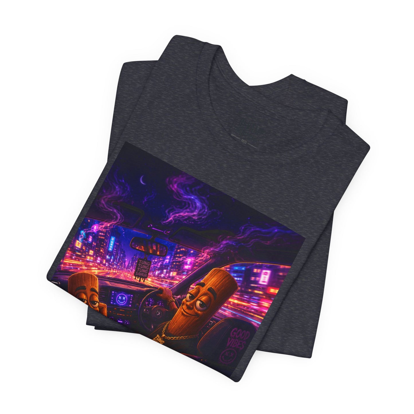 Tung Tung Tung Sahur Who Ride Like Us T-Shirt — Night Cruise Vaporwave Graphic Tee