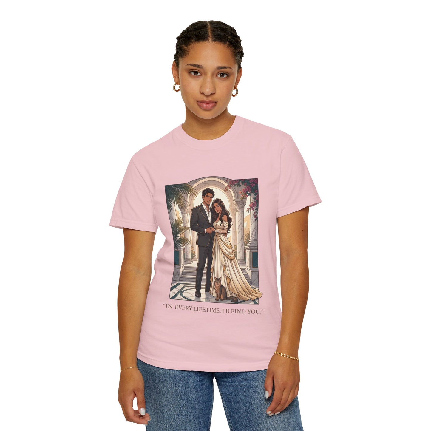 Romantic Vintage Wedding Portrait T-Shirt — "In Every Lifetime, I'd Find You"