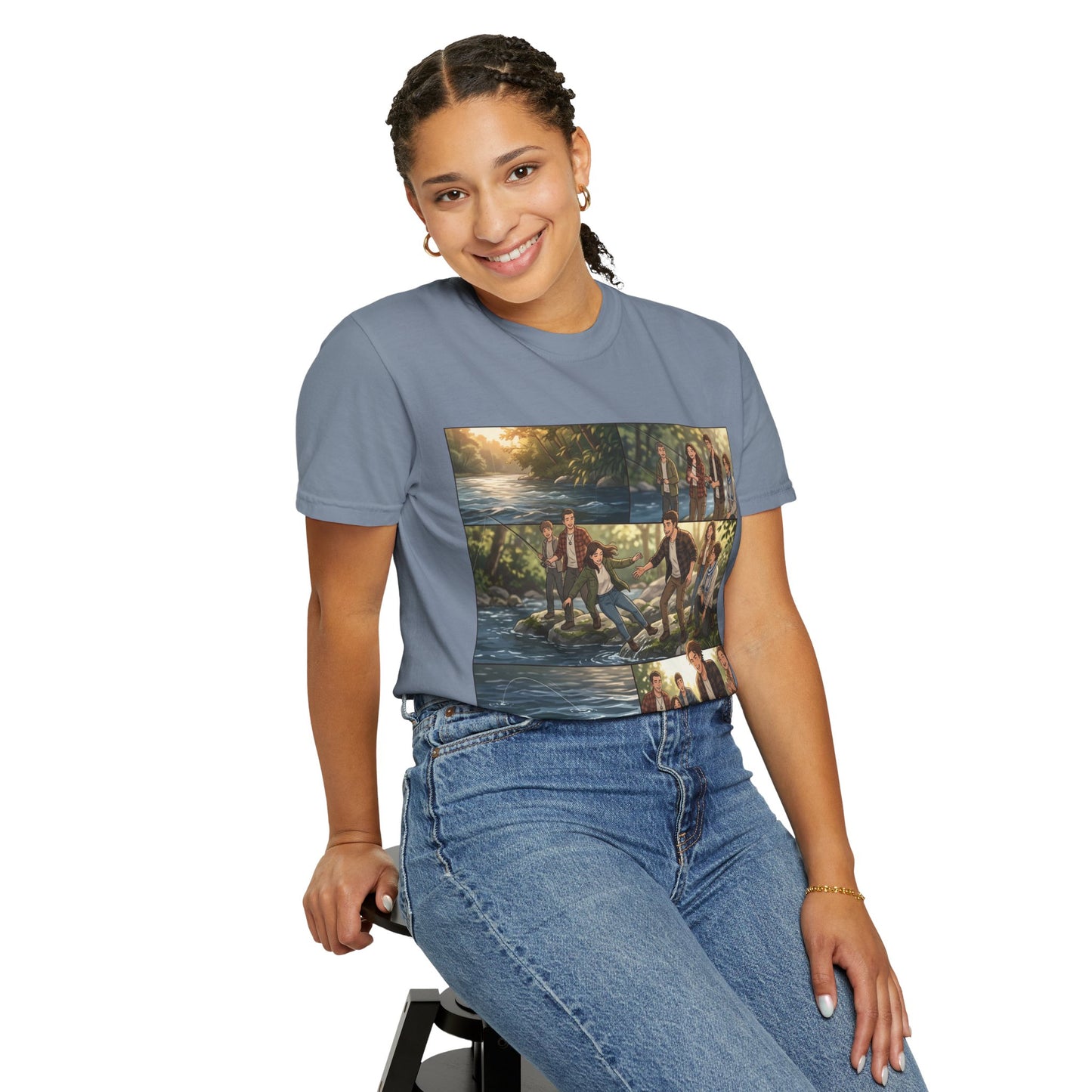 Band Photo Collage T-Shirt – Retro River Scene Crew Tee