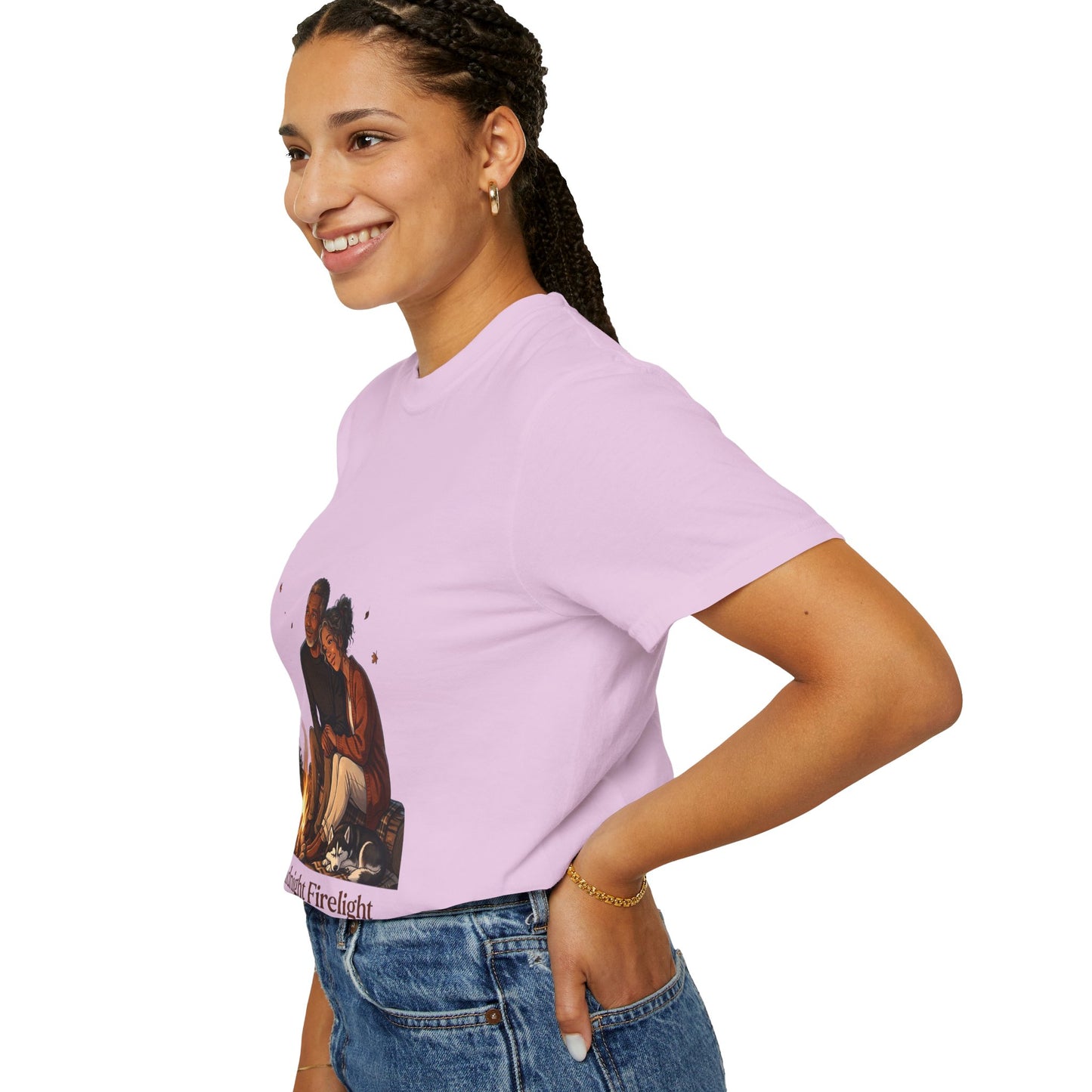 Midnight Firelight T-Shirt — Cozy Couple Campfire Graphic Tee