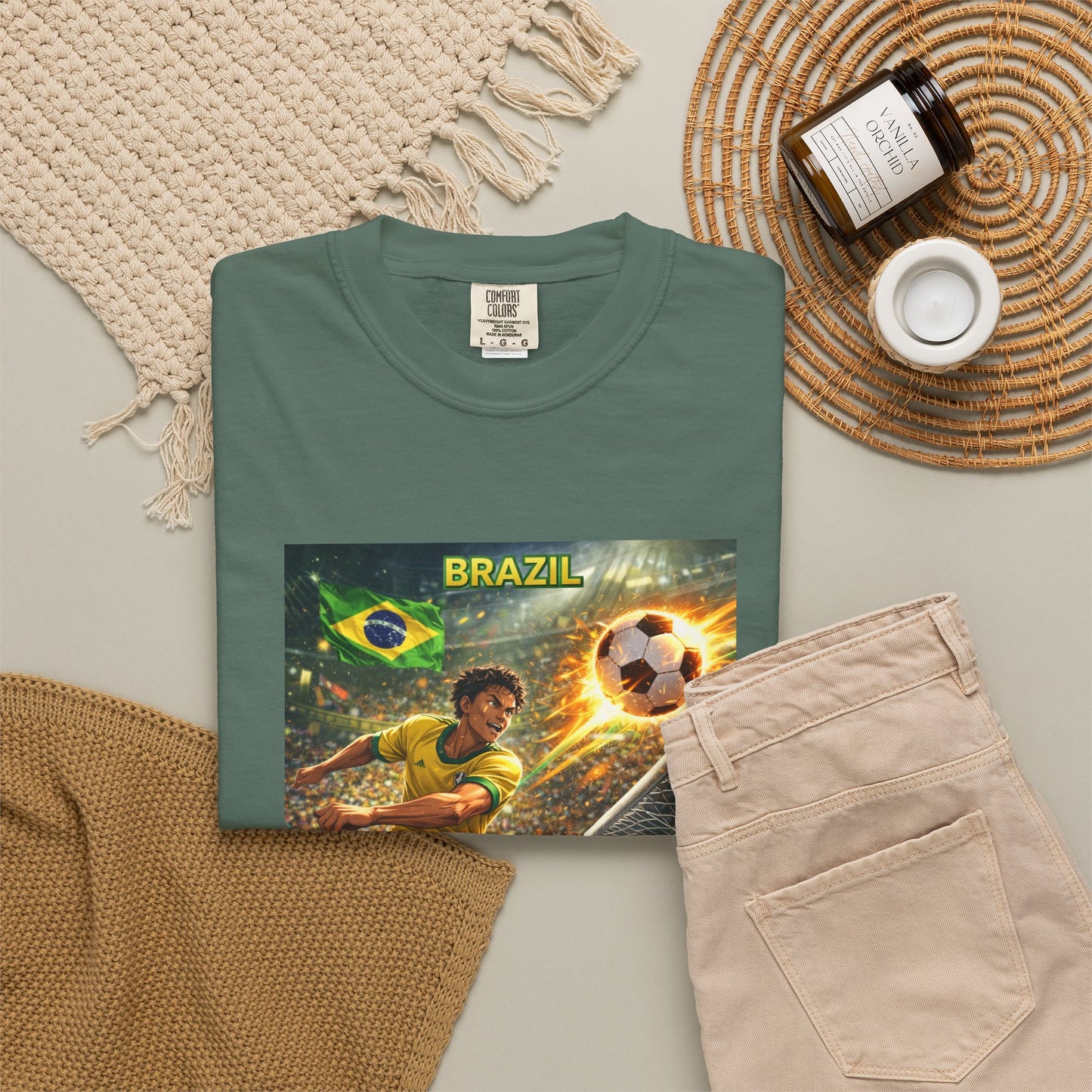 Brazil Soccer T-Shirt – Vintage Player Kick Graphic (Brazil)