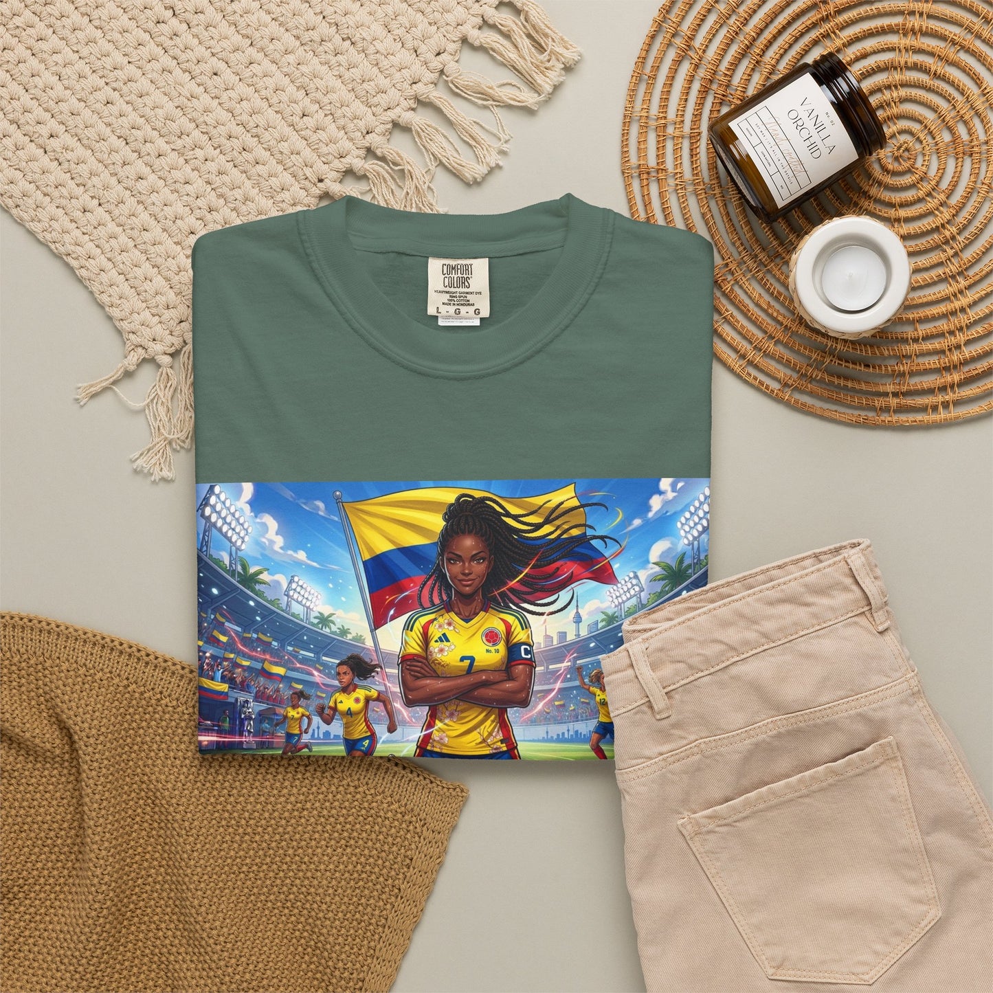 Soccer Champion Graphic T-Shirt — Woman Goalkeeper Stadium Art