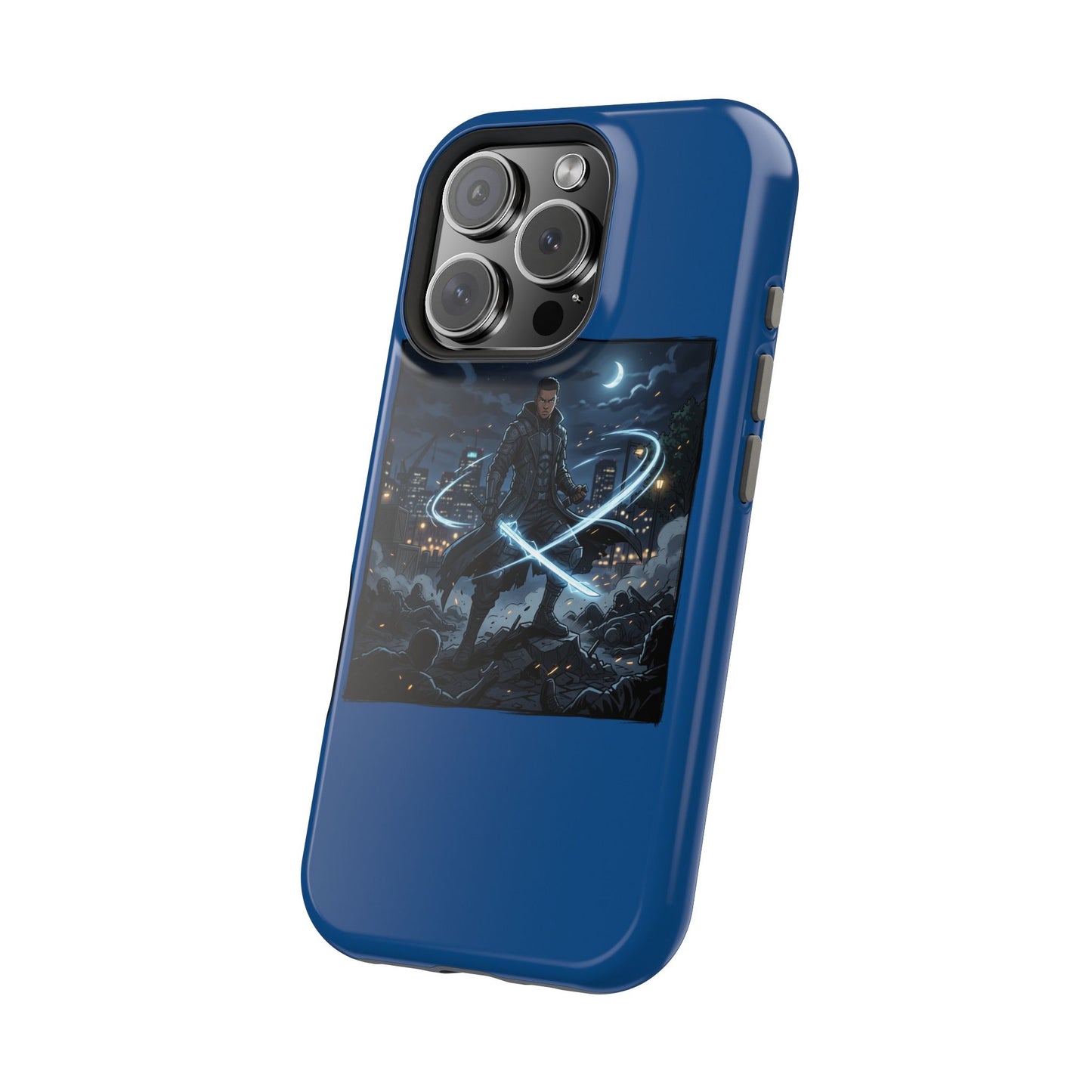 Magnetic Impact-Resistant Phone Case — Night Warrior Sci‑Fi Design