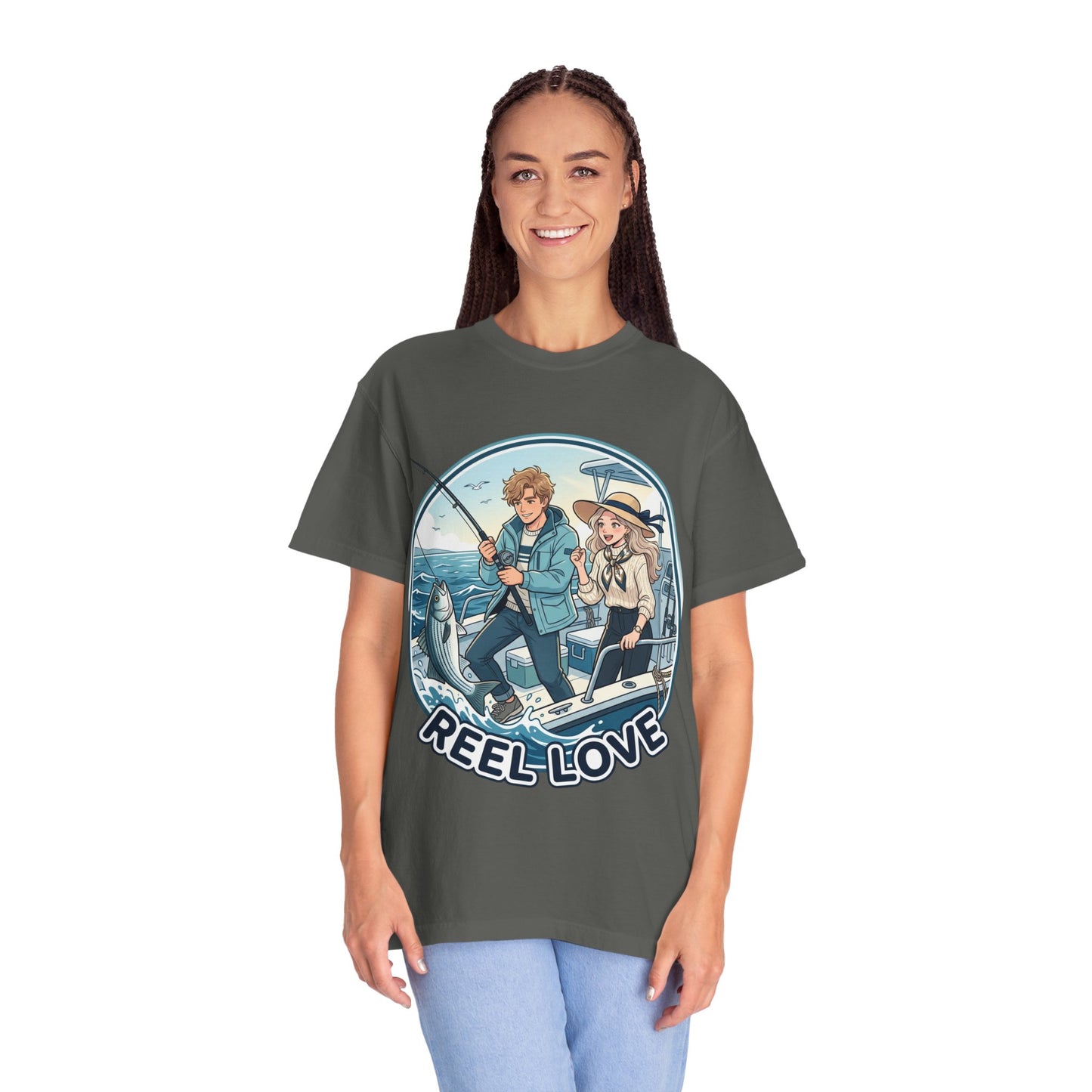Reel Love Fishing T-Shirt — Cute Couple Anglers Graphic Tee