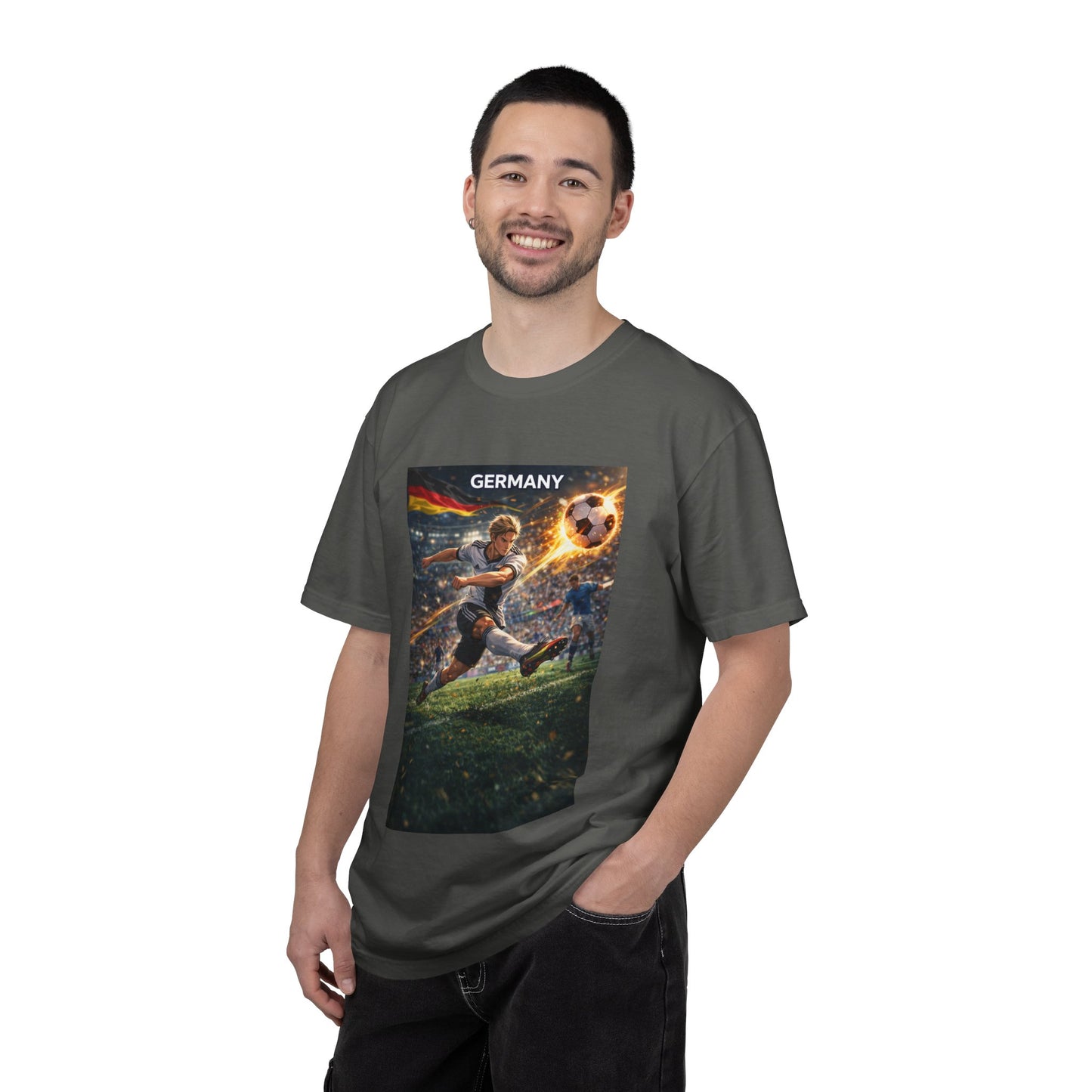 Germany Soccer Player Graphic T-Shirt — Retro Football Stadium Print