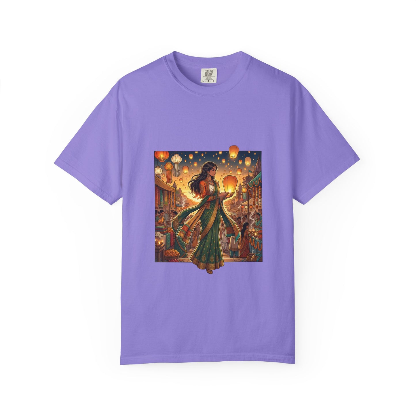 Diwali Lantern Festival T-Shirt — Indian Dancer with Floating Sky Lanterns