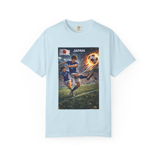 Japan Soccer Team Graphic T‑Shirt — Dynamic Football Players Design