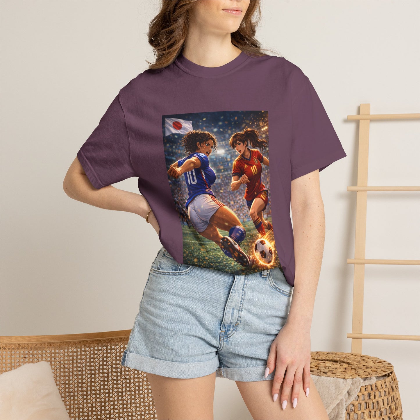 JAPAN Soccer Duel Graphic T-Shirt — Intense Japan vs Spain Football Art