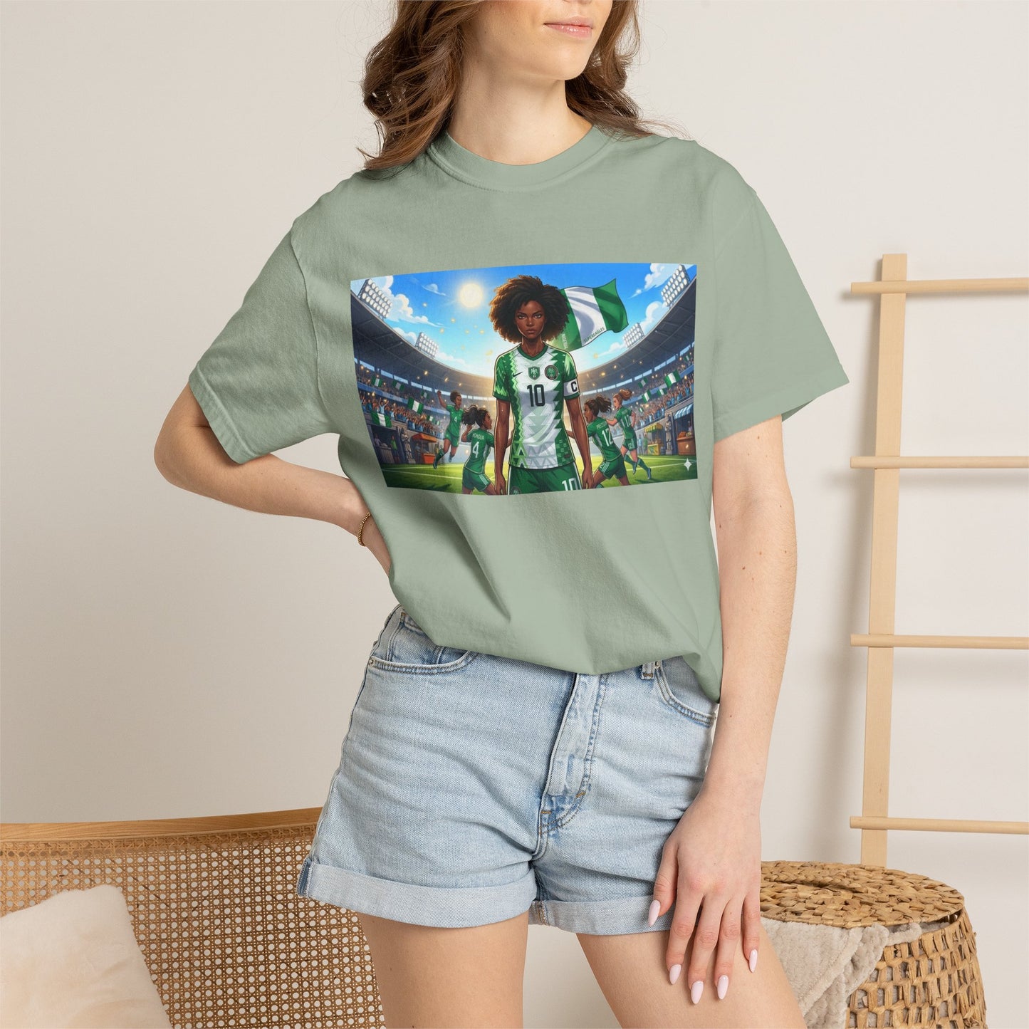 Commander- Female- Nigerian Soccer Player Stadium  - T-shirt - Graphic Tee