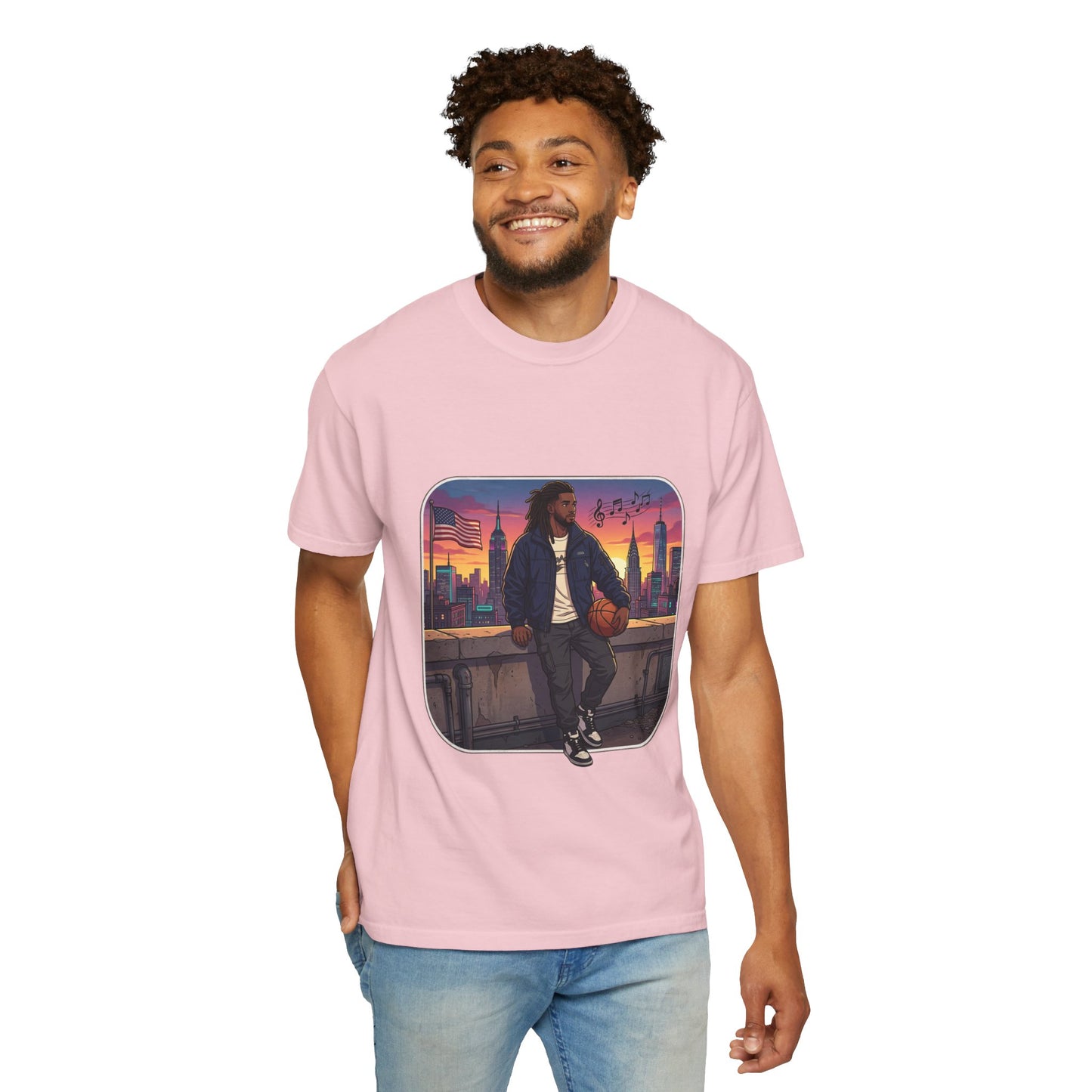 City Sunset Basketball Player T-Shirt — Urban Hoop Lifestyle Tee