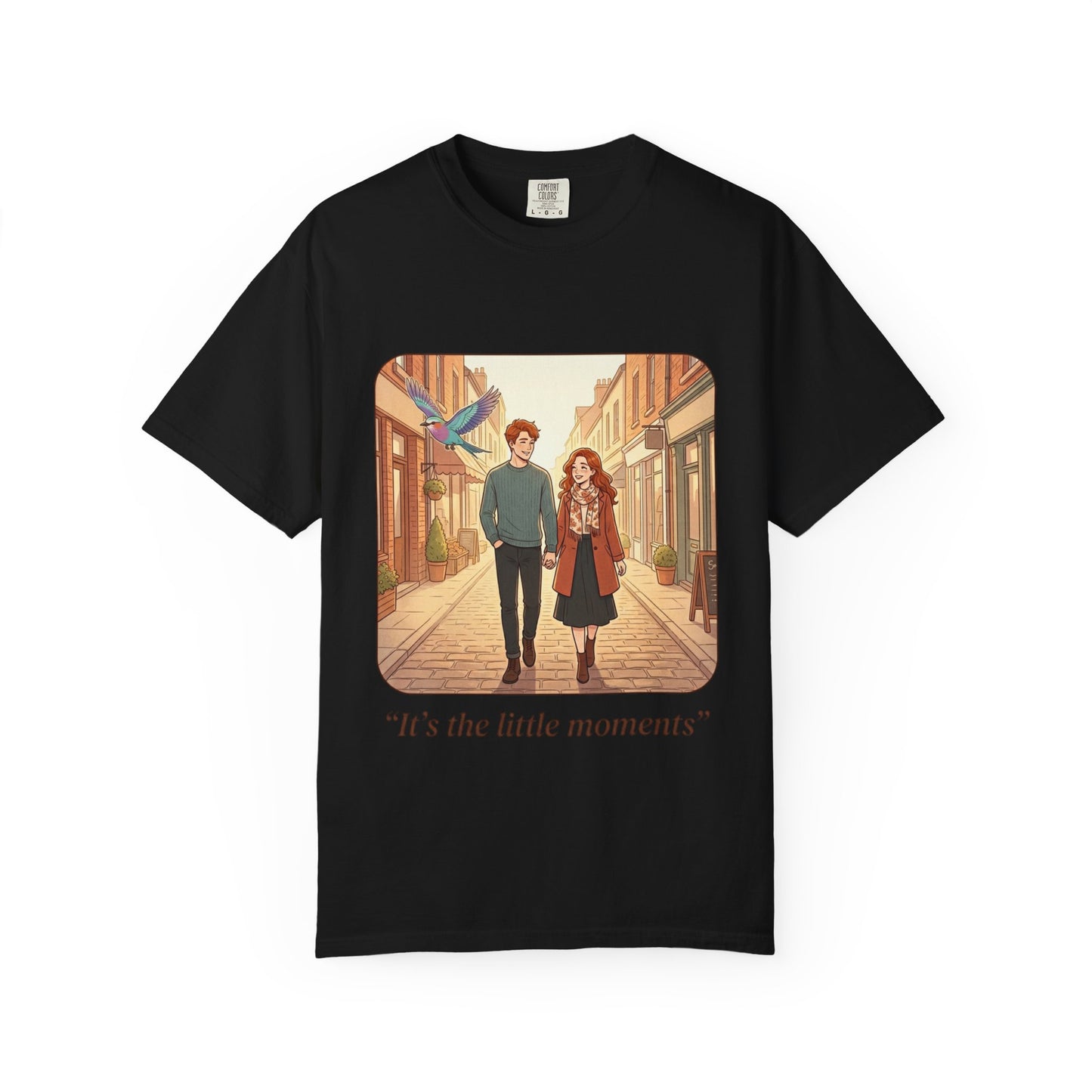 Romantic Stroll T-Shirt — “It’s the little moments” Couple Illustration Tee