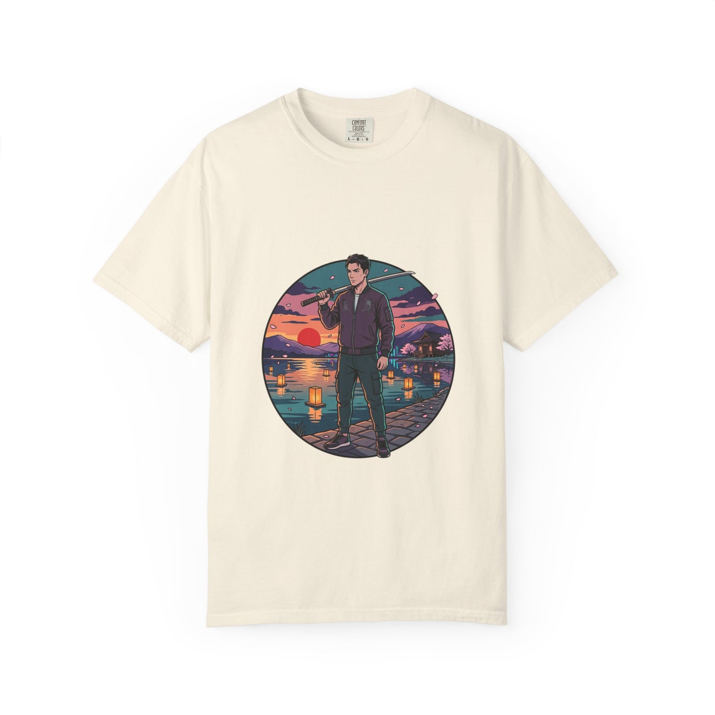 Vintage Night Harbor T-Shirt — Retro Sunset Fisherman Graphic Tee