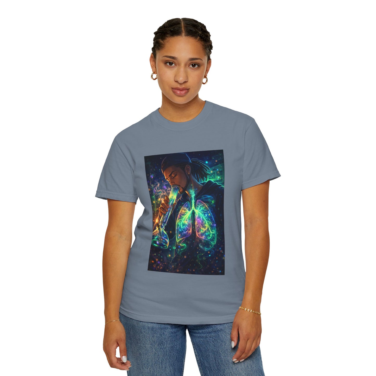 Cosmic Lungs T-Shirt — Neon Anatomical Art Tee