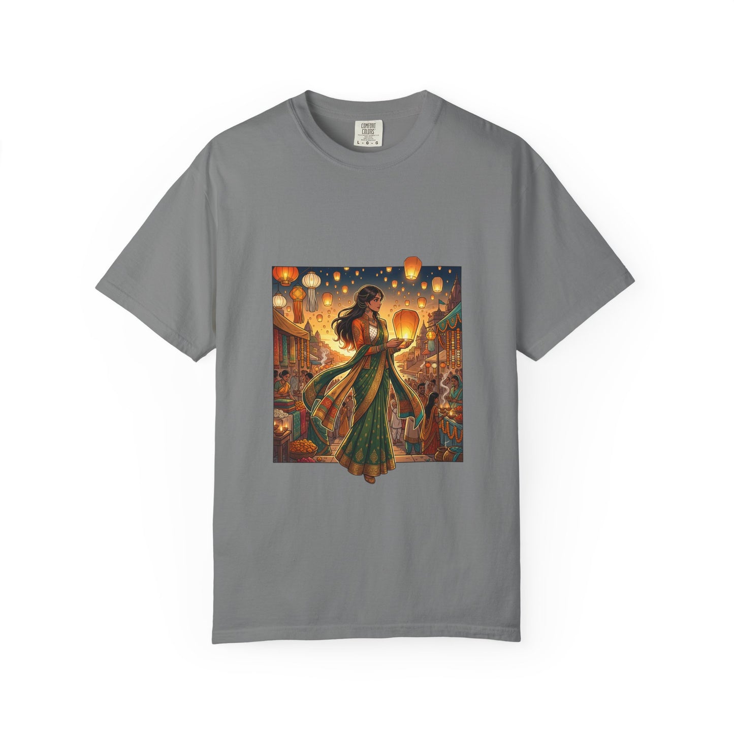Diwali Lantern Festival T-Shirt — Indian Dancer with Floating Sky Lanterns