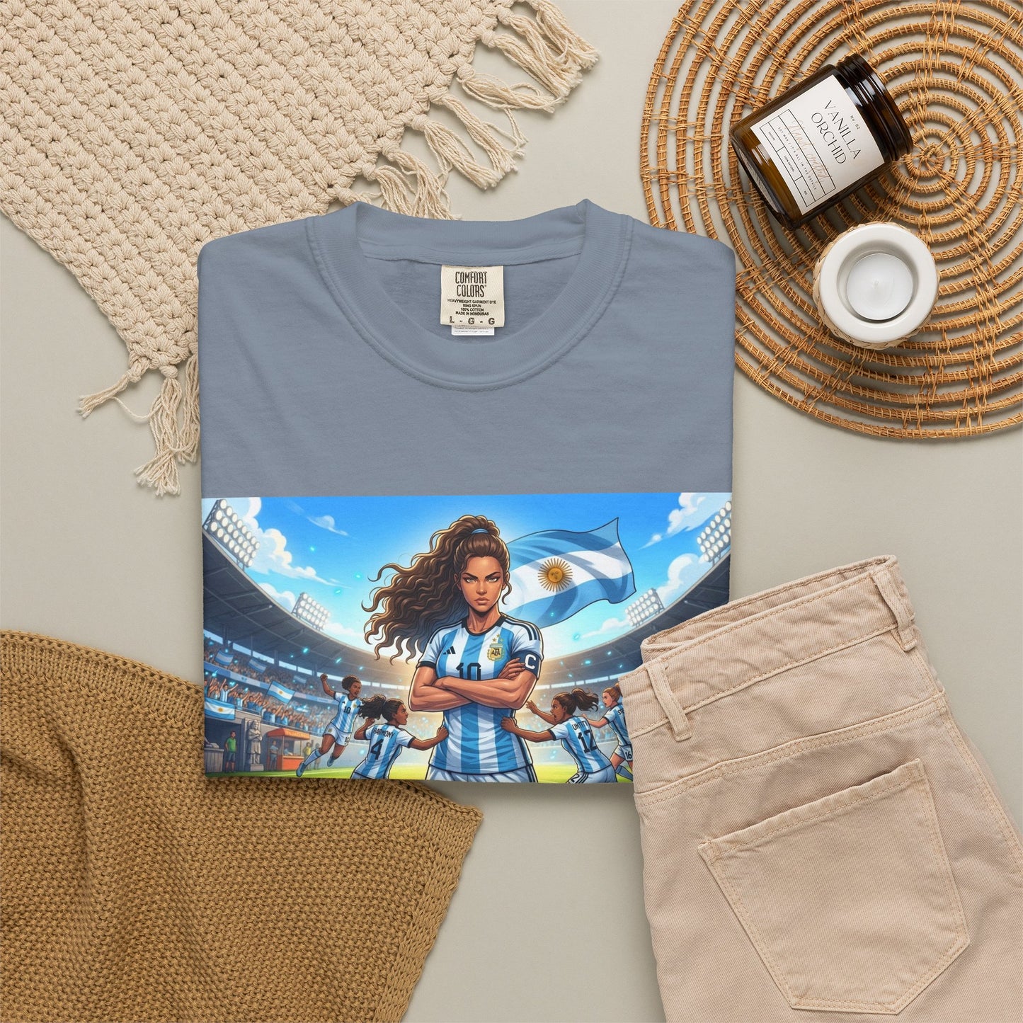 Argentina Soccer Heroine Stadium T-Shirt – Female Soccer Player Graphic Tee