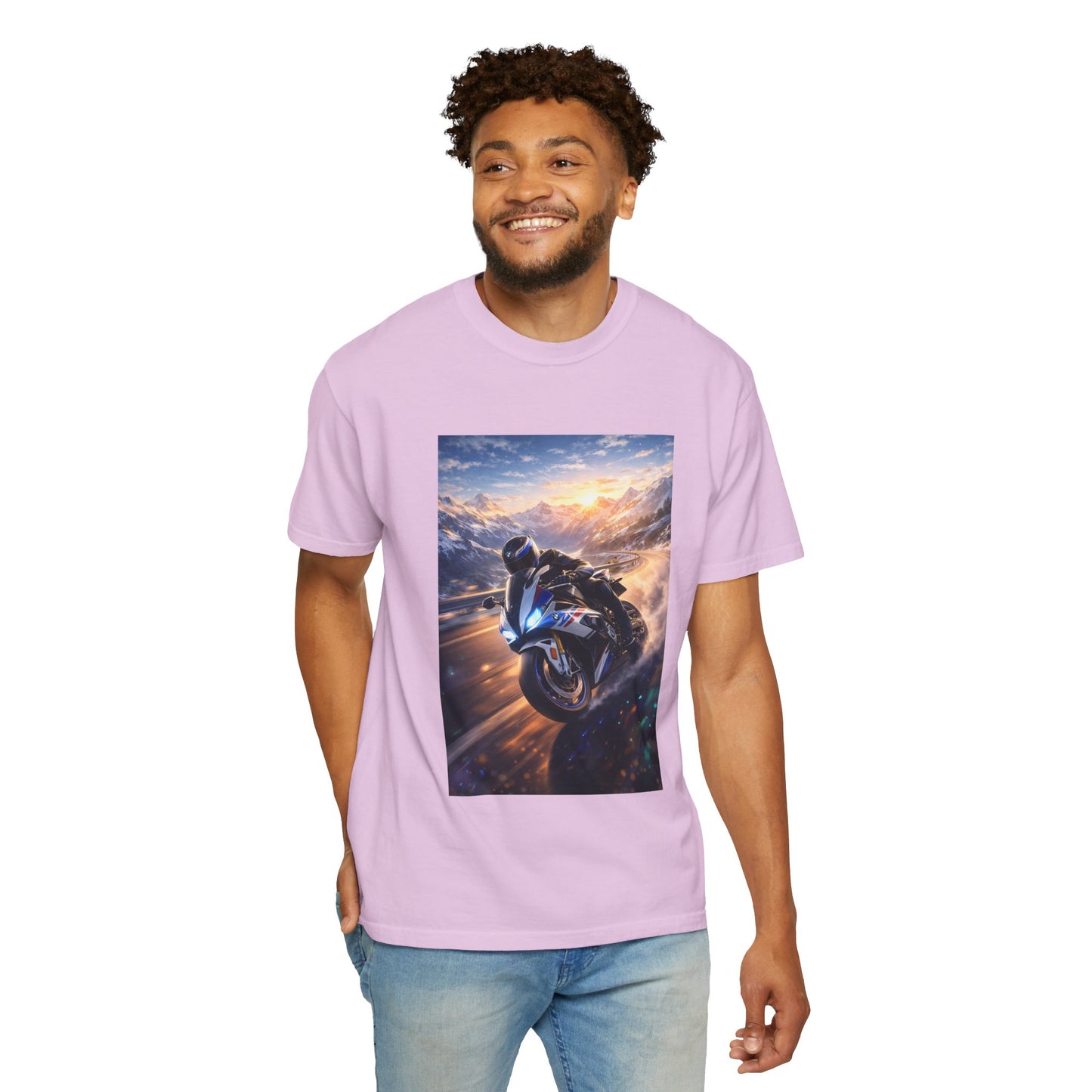 BMW S1000RR ALPINE GHOST RIDE - T‑Shirt — Sportbike Skyline Graphic Tee