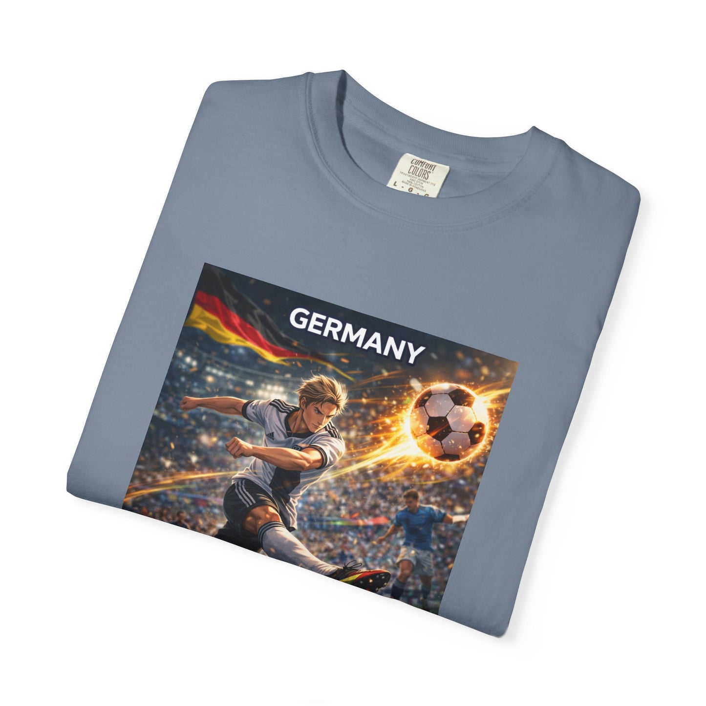 Germany Soccer Player Graphic T-Shirt — Retro Football Stadium Print
