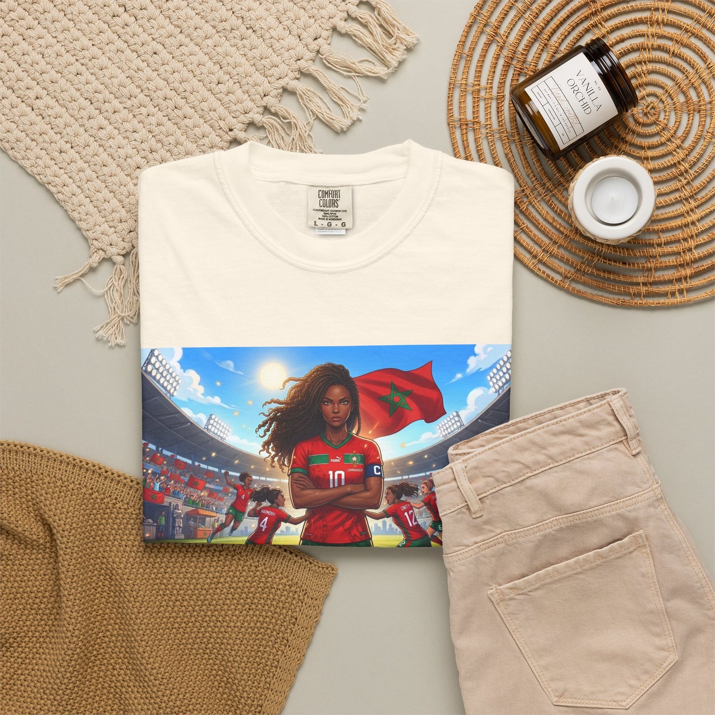 Morocco Soccer Champion Graphic T-Shirt — Inspiring Women’s Football Stadium Design