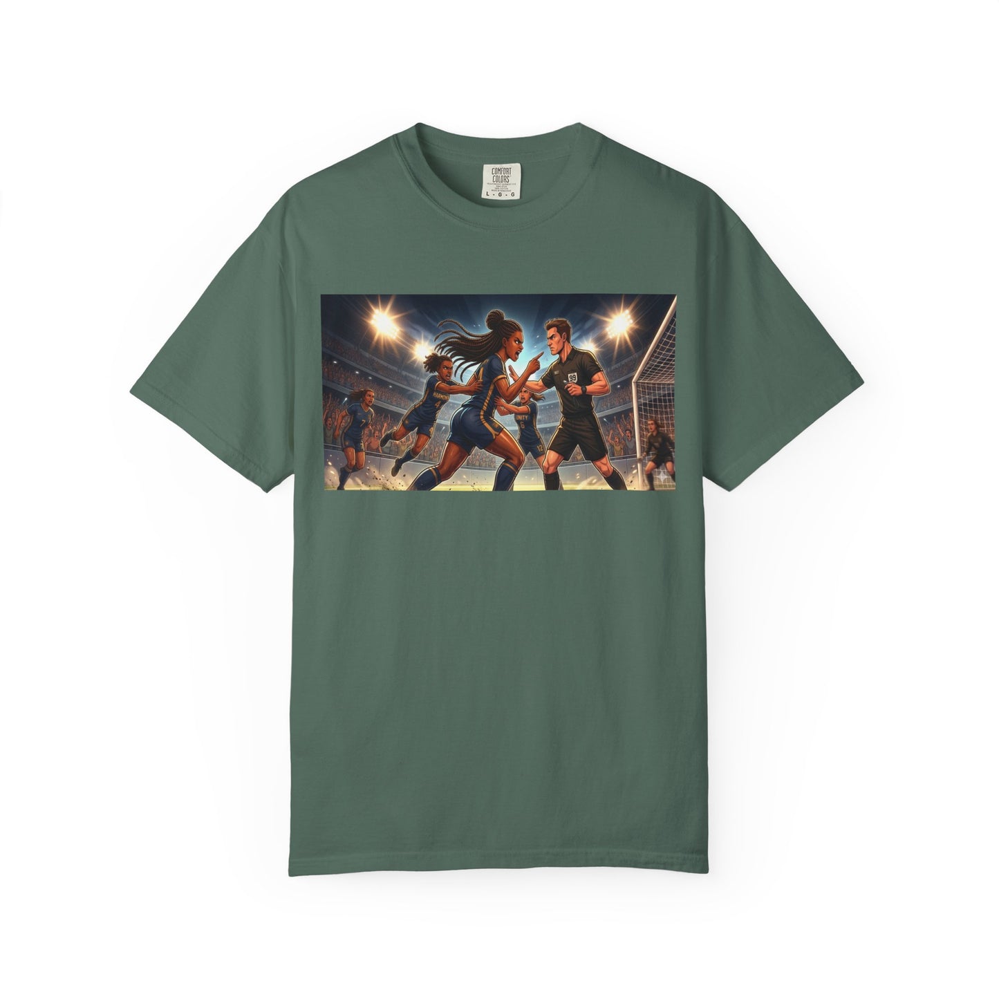 Soccer Night Match T-Shirt — Dynamic Players Under Stadium Lights