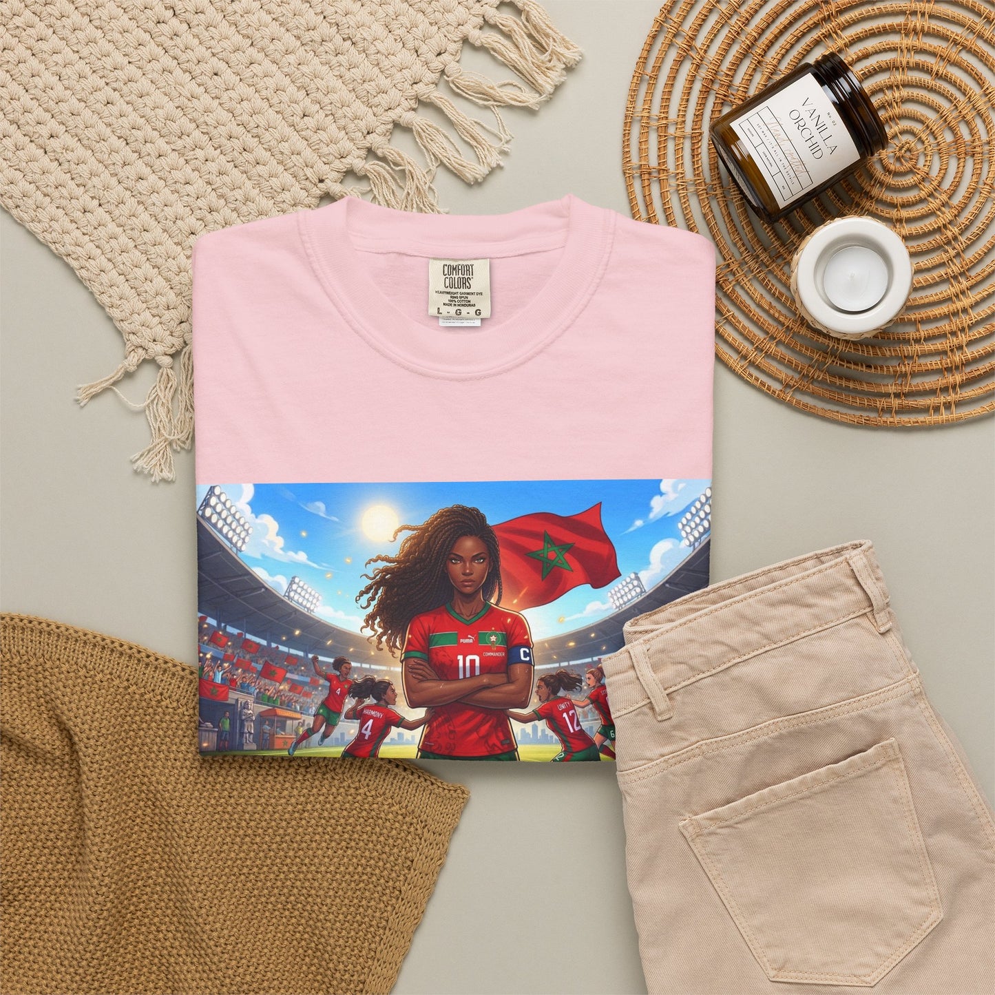 Morocco Soccer Champion Graphic T-Shirt — Inspiring Women’s Football Stadium Design