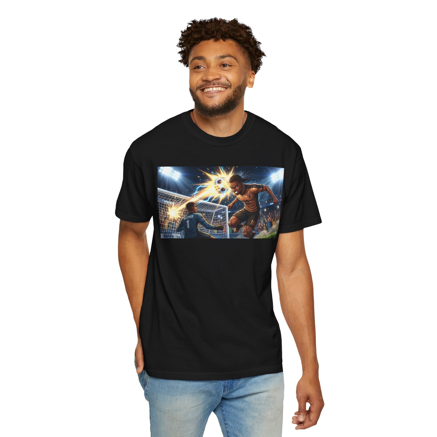 Soccer Goal Explosion T-Shirt — Action-Packed Football Graphic Tee