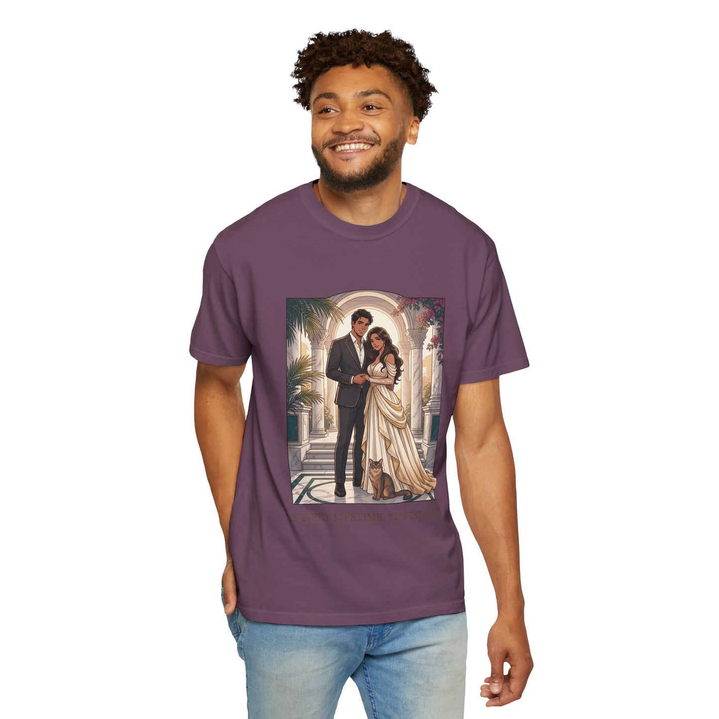 Romantic Vintage Wedding Portrait T-Shirt — "In Every Lifetime, I'd Find You"