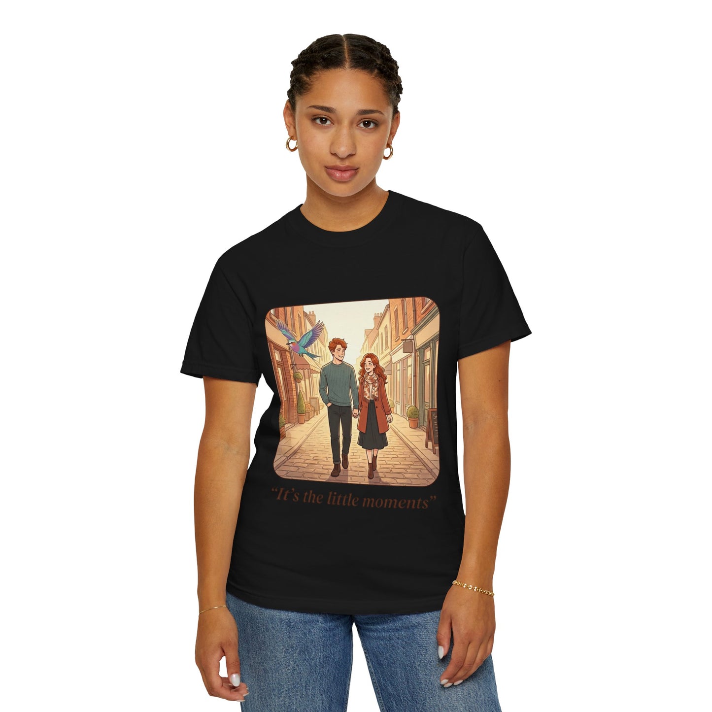 Romantic Stroll T-Shirt — “It’s the little moments” Couple Illustration Tee