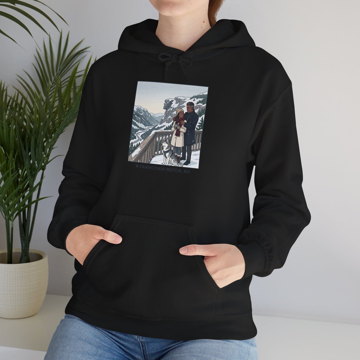 Winter Couple Photo Hoodie — Vintage Alps Travel Graphic Sweatshirt