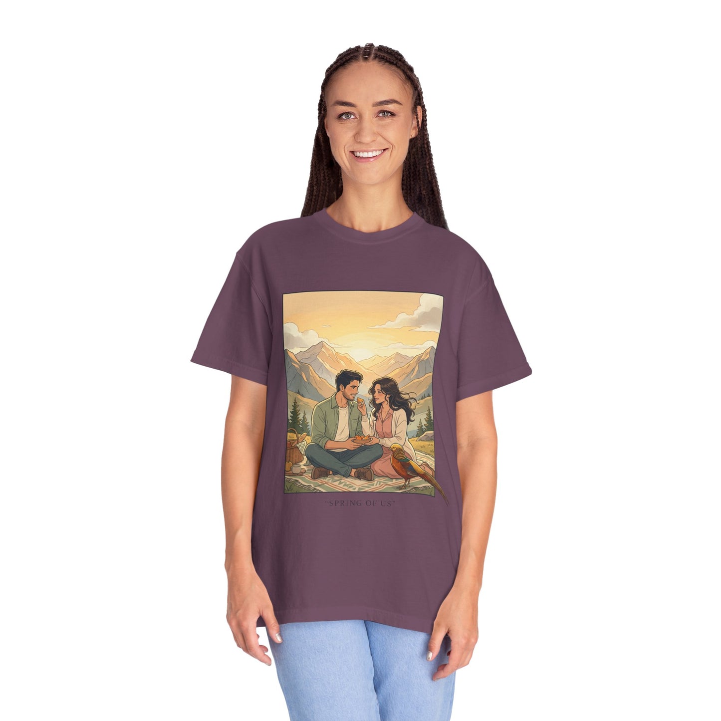 Couples Mountain Picnic T-Shirt — 'Opening Up' Scenic Graphic Tee