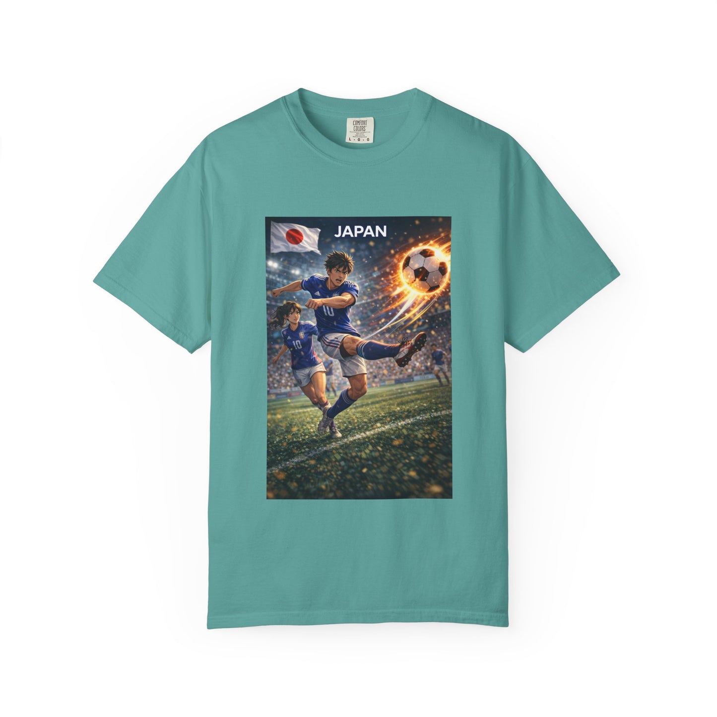 Japan Soccer Team Graphic T‑Shirt — Dynamic Football Players Design