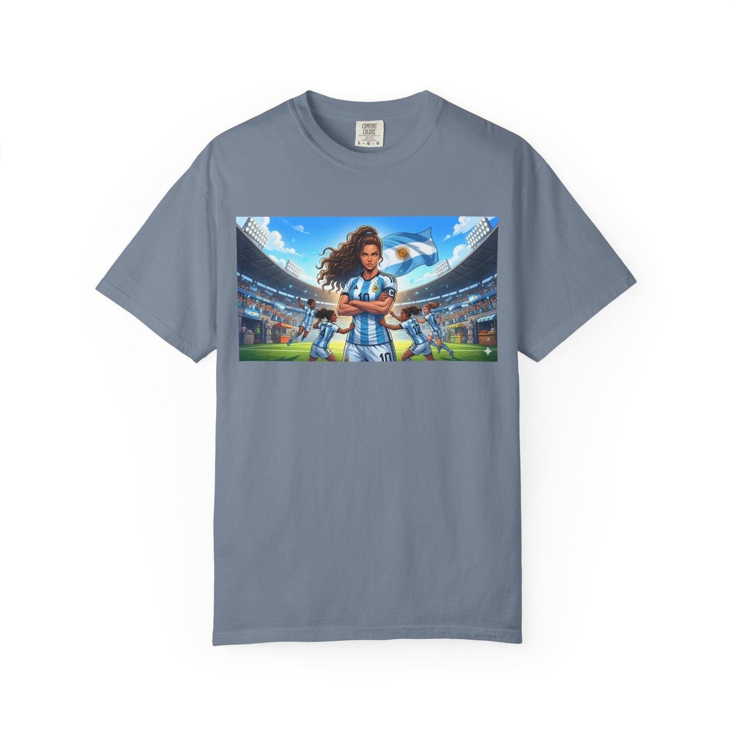 Argentina Soccer Heroine Stadium T-Shirt – Female Soccer Player Graphic Tee