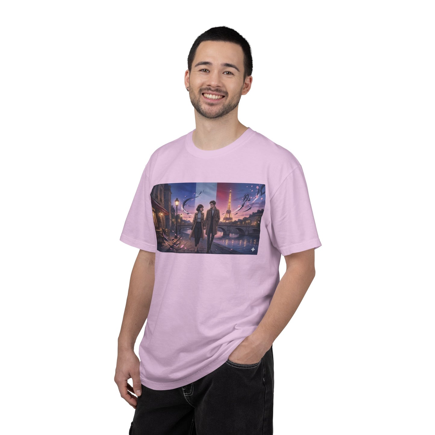 T-Shirt — Romantic City Night Stroll Illustration