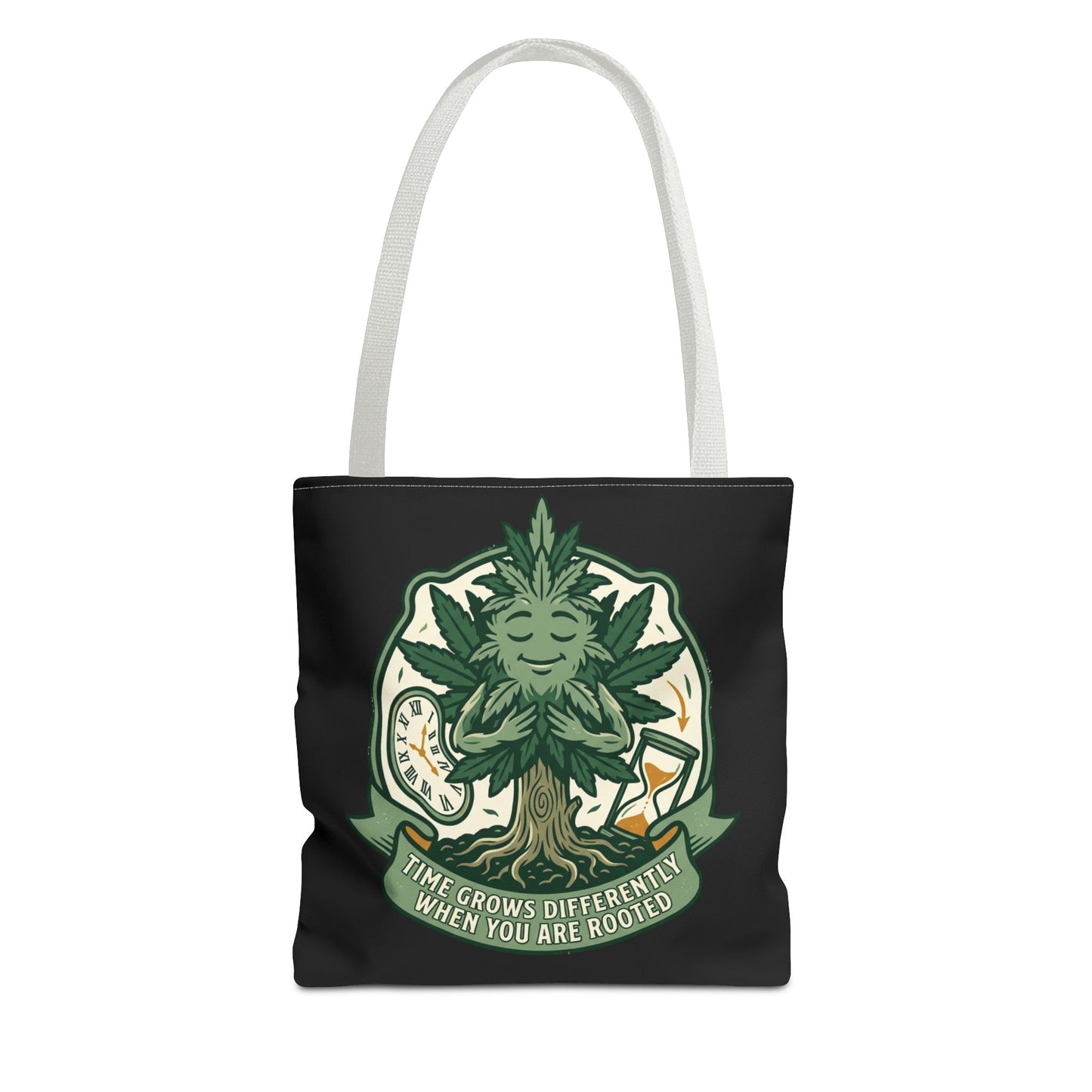 Rooted Tree Spirit Tote Bag — “Time Grows Different When You Are Rooted” Eco Tote