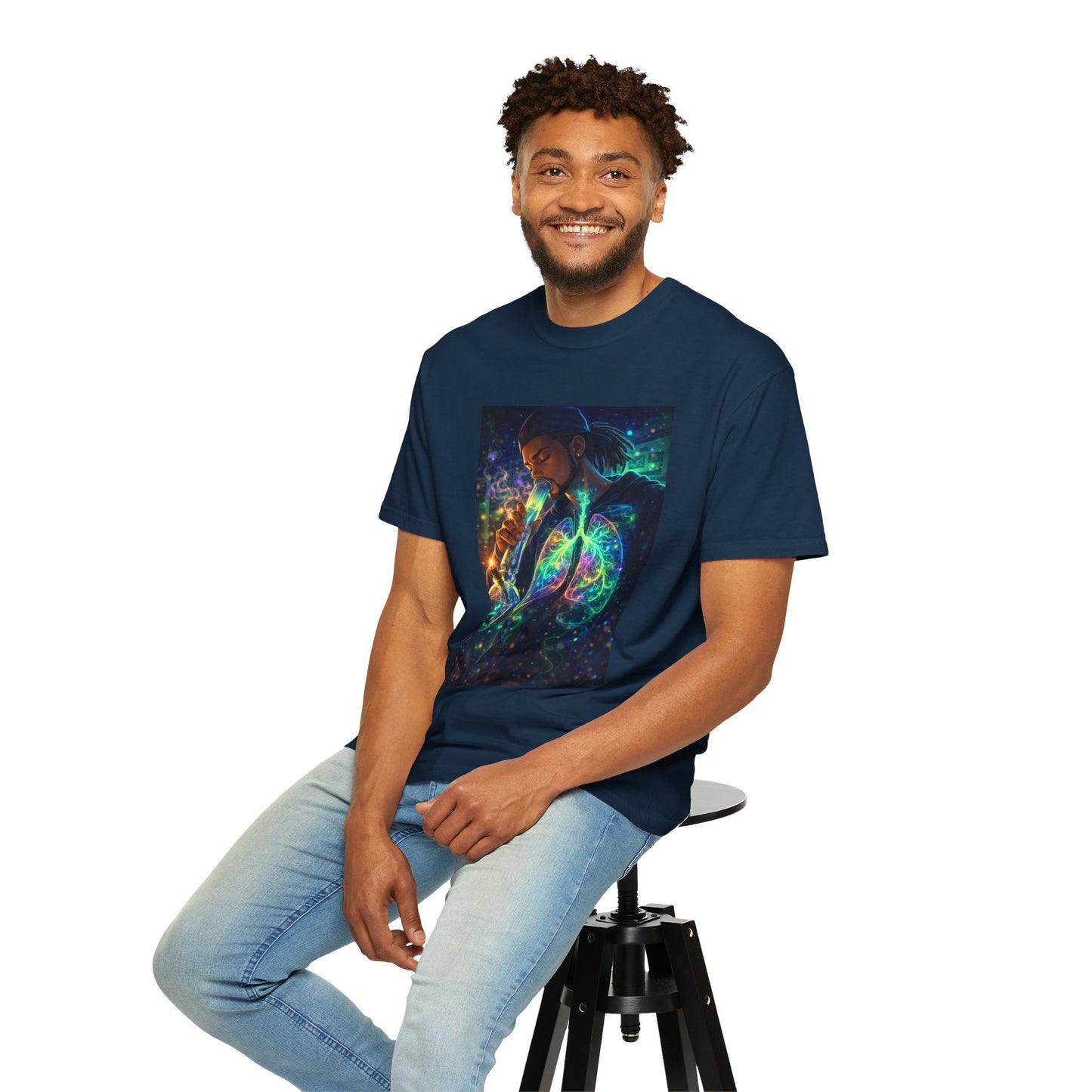 Cosmic Lungs T-Shirt — Neon Anatomical Art Tee