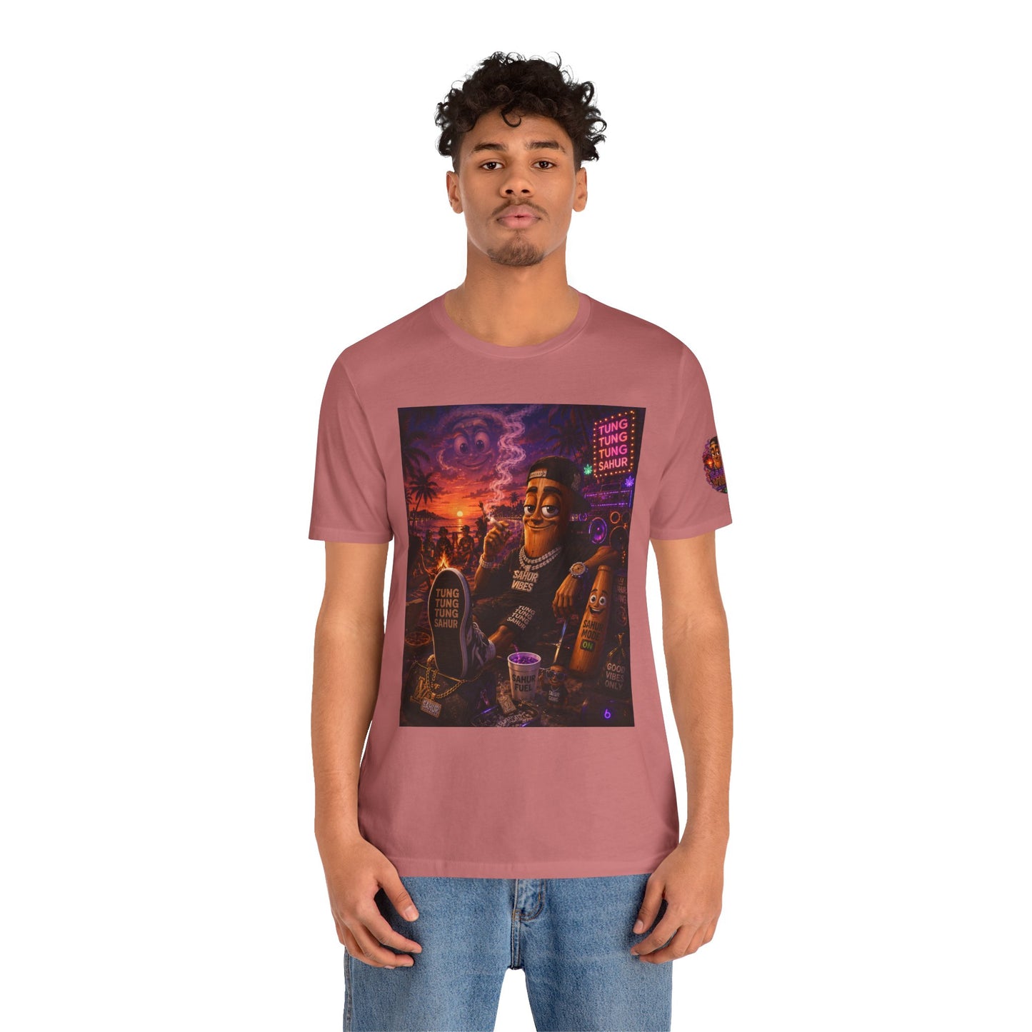 Tung Tung Tung Sahur Laid-Back Nightlife Graphic Tee — "Things Take Time" Urban Cartoon Design