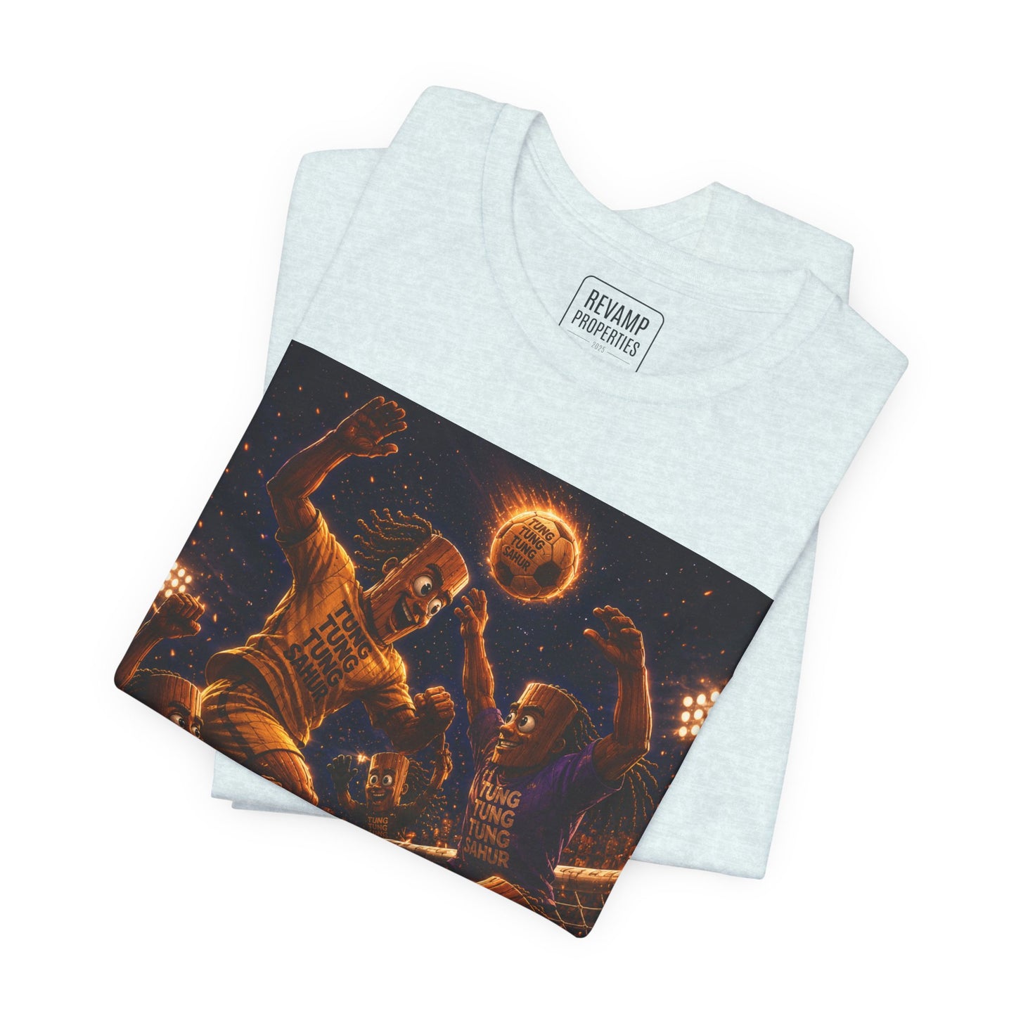 Tung Tung Tung Sahur Header Goal Soccer Action Graphic Tee — Team Court Night Design