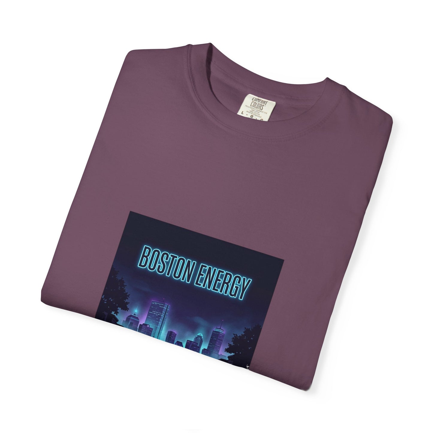 T-Shirt — "Boston Energy" Neon Cityscape Graphic Tee