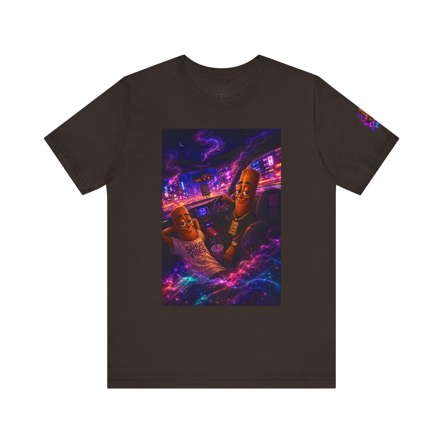 Tung Tung Tung Sahur Who Ride Like Us T-Shirt — Night Cruise Vaporwave Graphic Tee