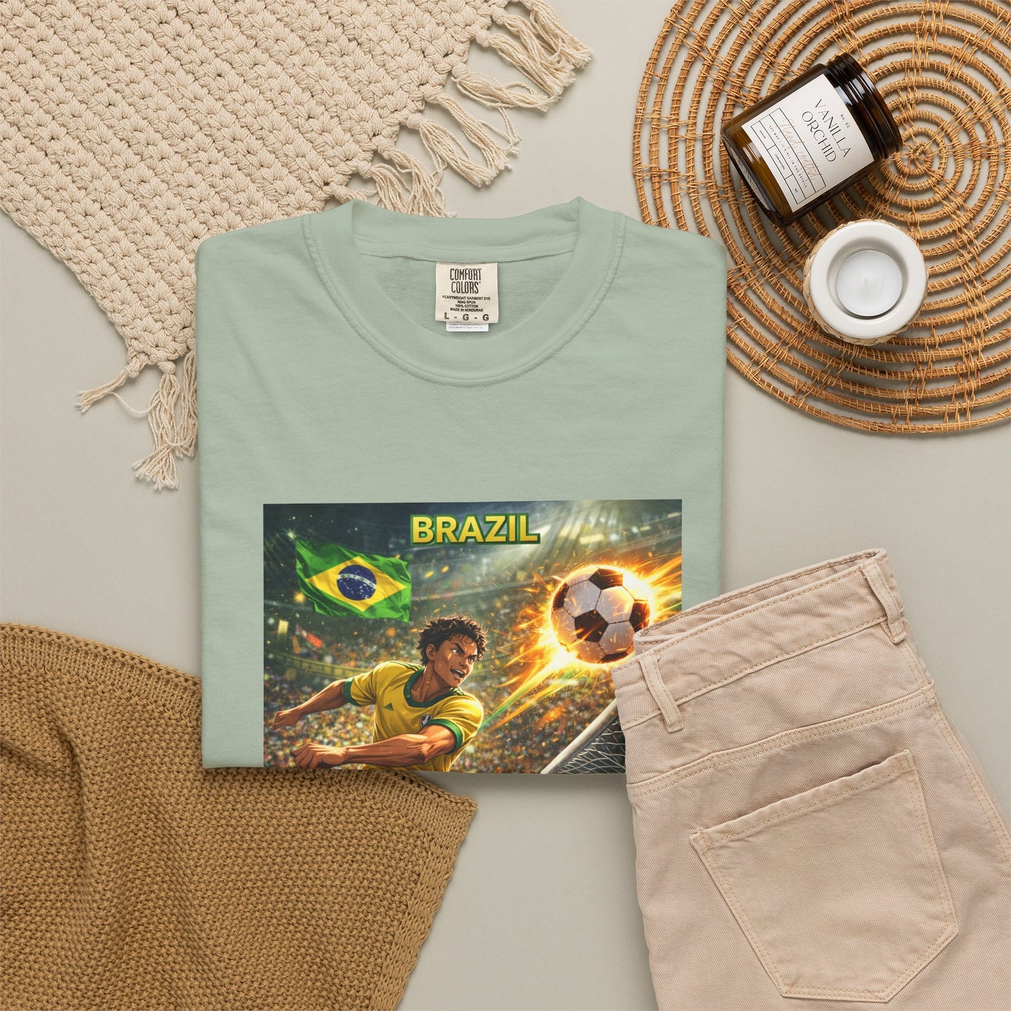 Brazil Soccer T-Shirt – Vintage Player Kick Graphic (Brazil)