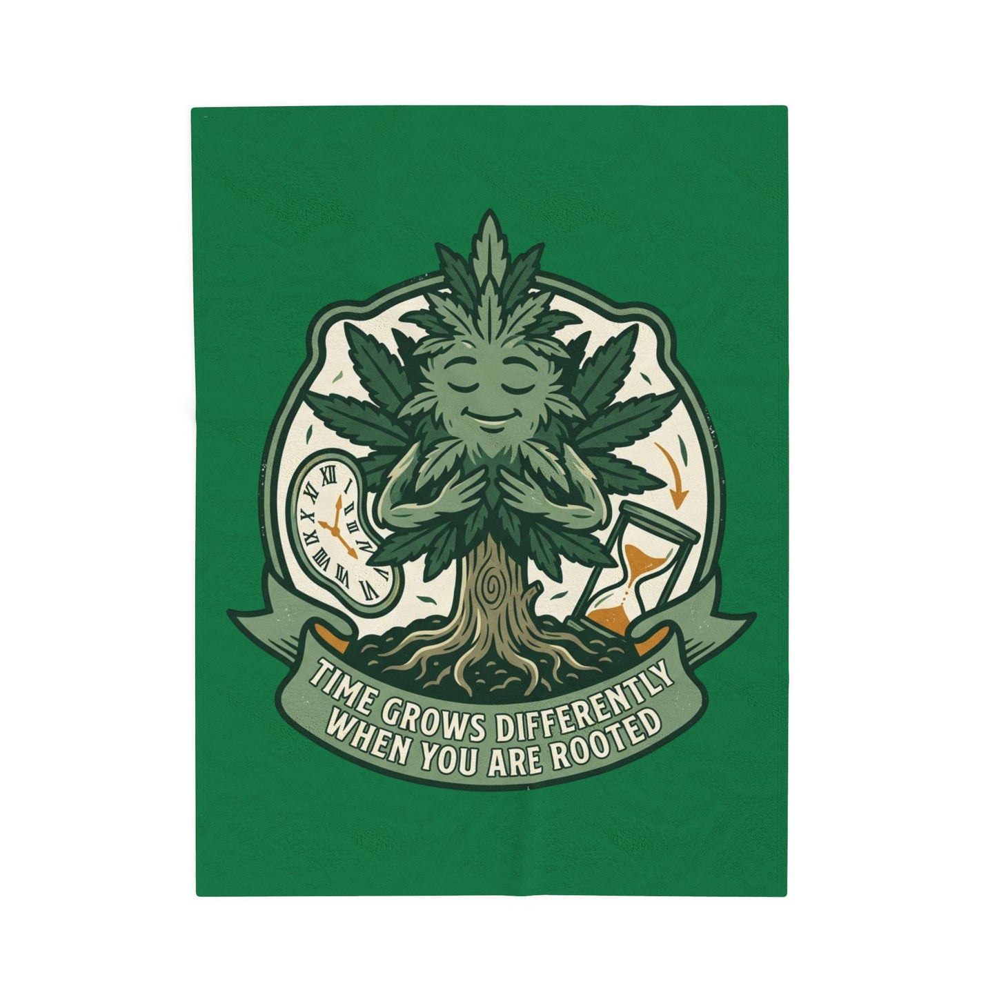 Velveteen Plush Blanket — “Time Grows Differently When You Are Rooted” Cozy Botanical Tree of Life Throw