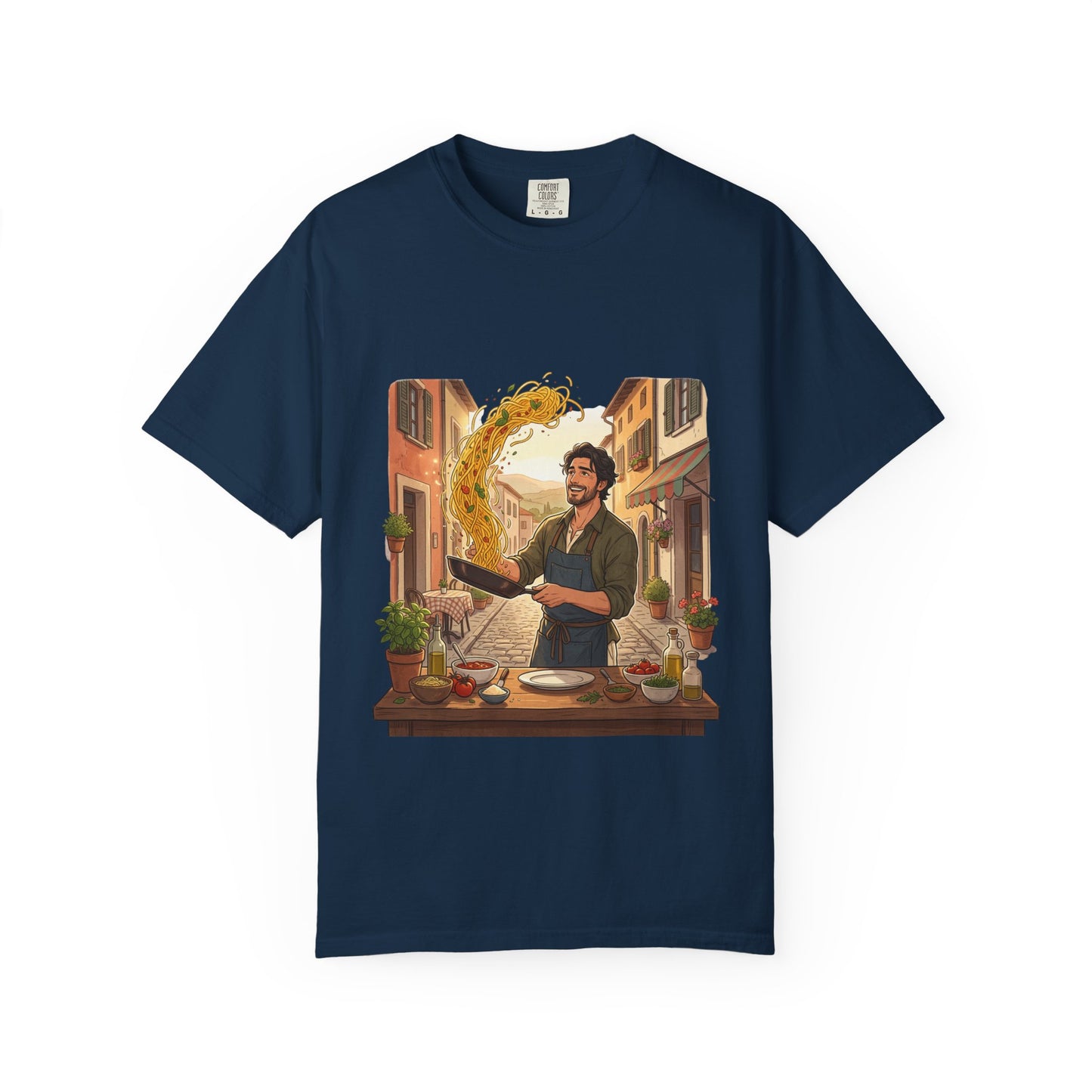 Italian Chef Pasta Toss T-Shirt — Vintage Street Kitchen Cooking Graphic Tee