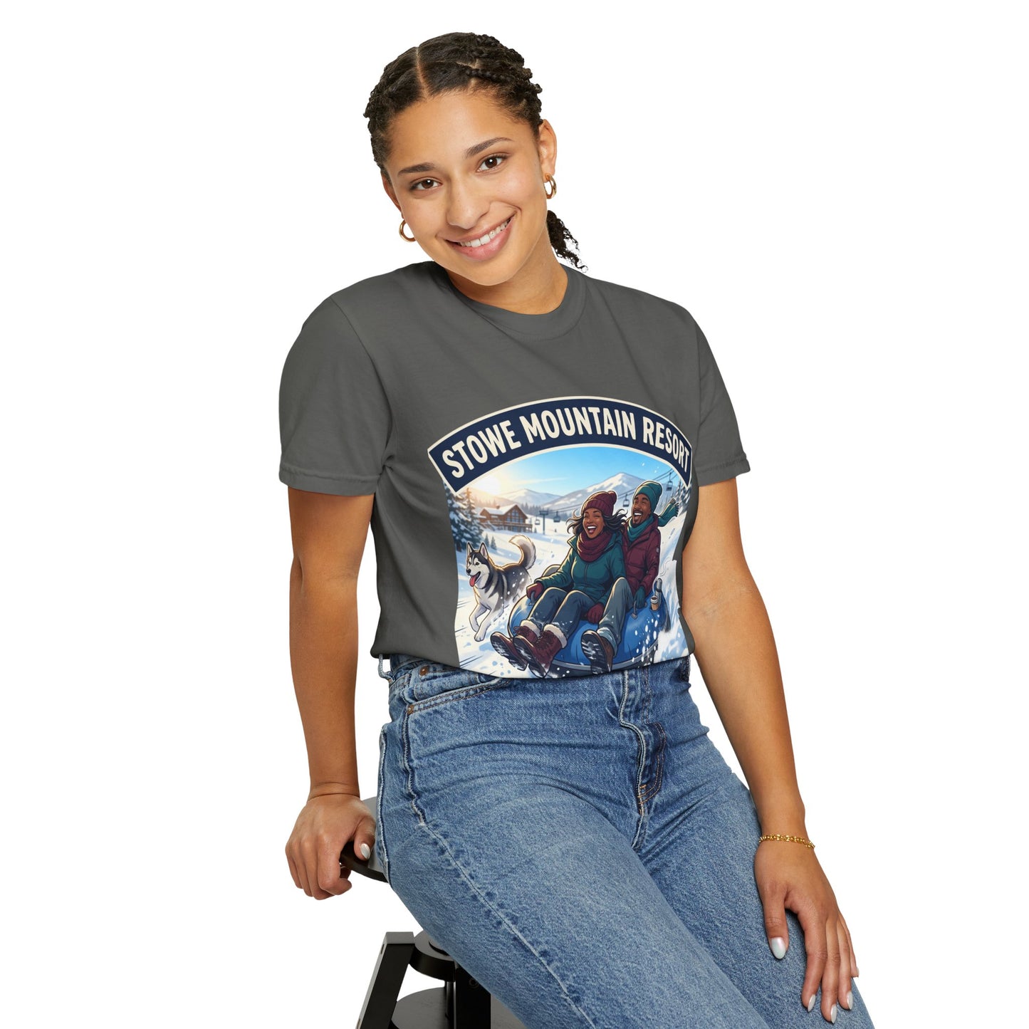 Stowe Mountain Resort Snow Tubing T-Shirt — "Vermont Joy" Winter Apparel