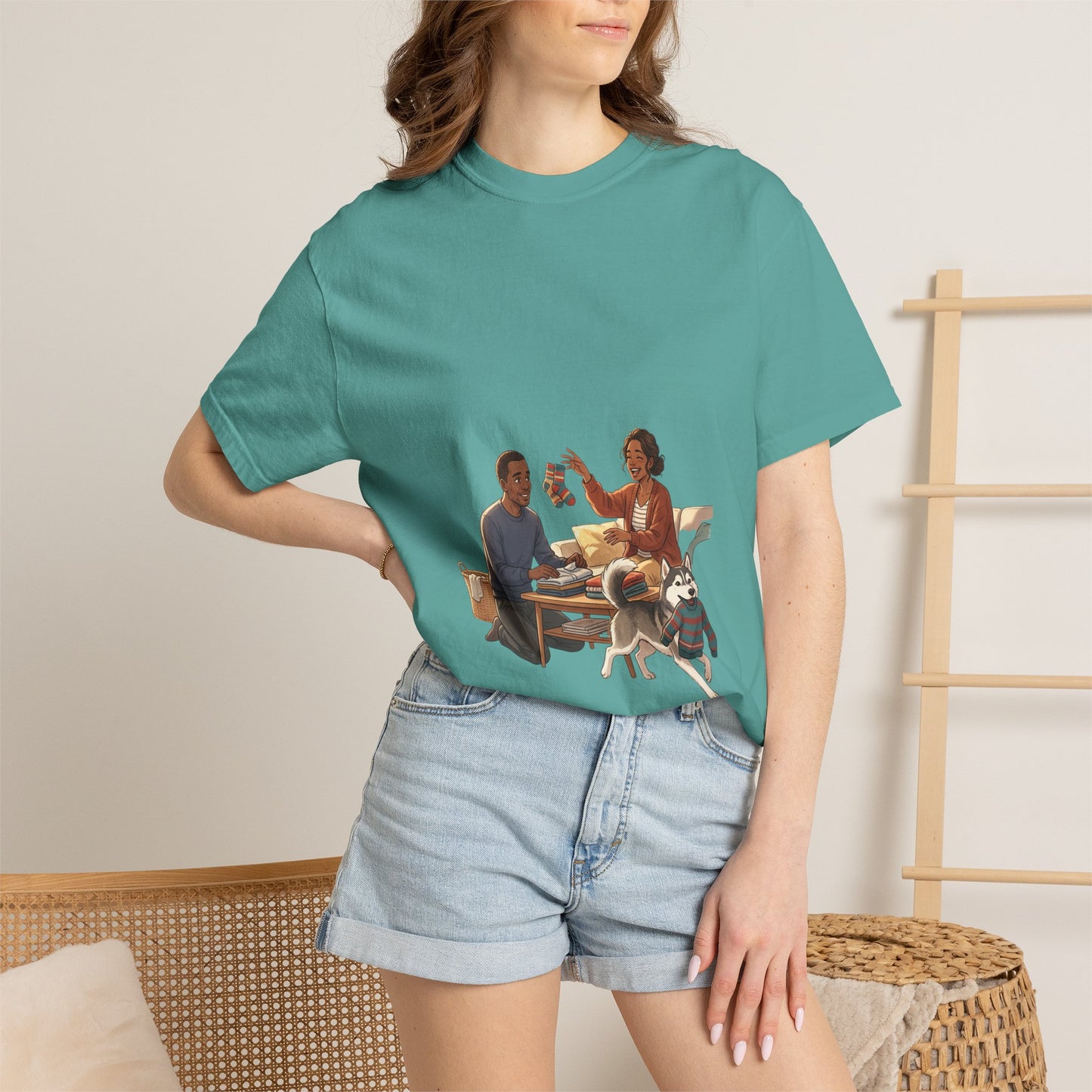 Picnic Cheers T-Shirt — Vintage Couple & Dog Illustration Tee